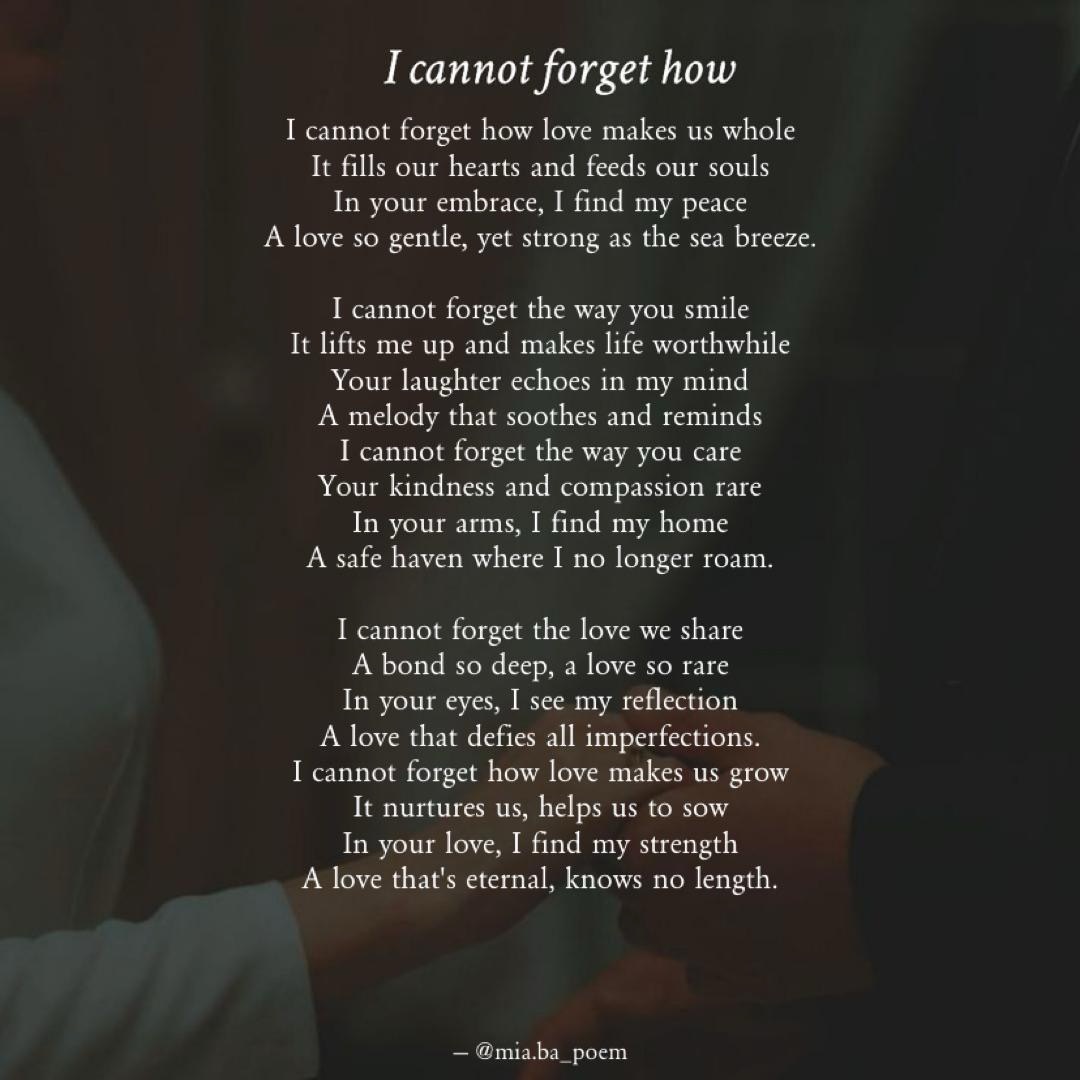 I Cannot Forget How