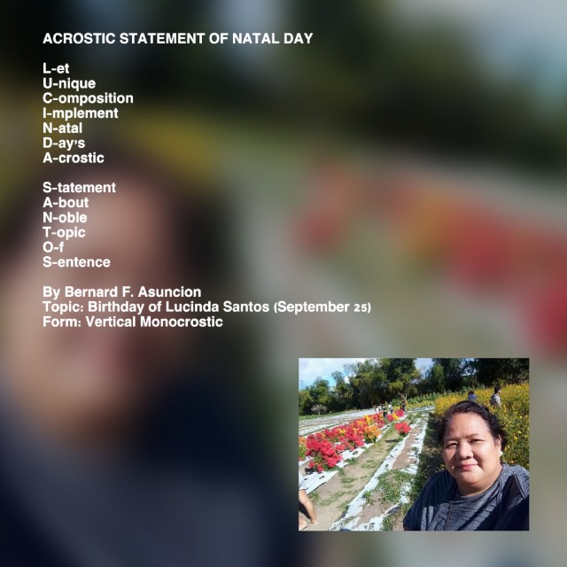 Acrostic Statement Of Natal Day