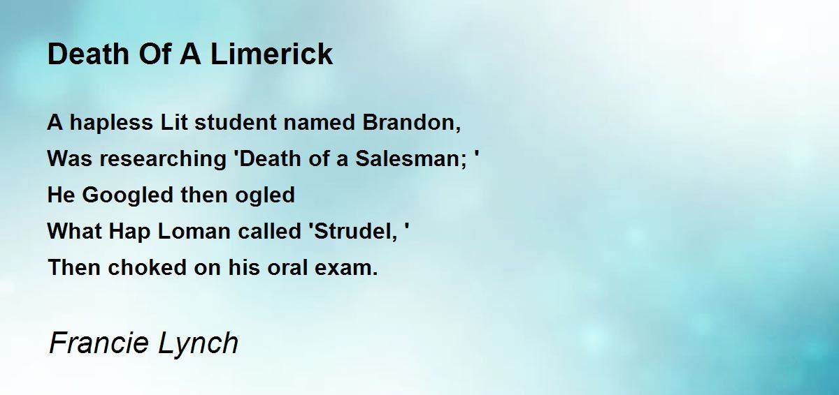 Death Of A Limerick Death Of A Limerick Poem by Francie Lynch