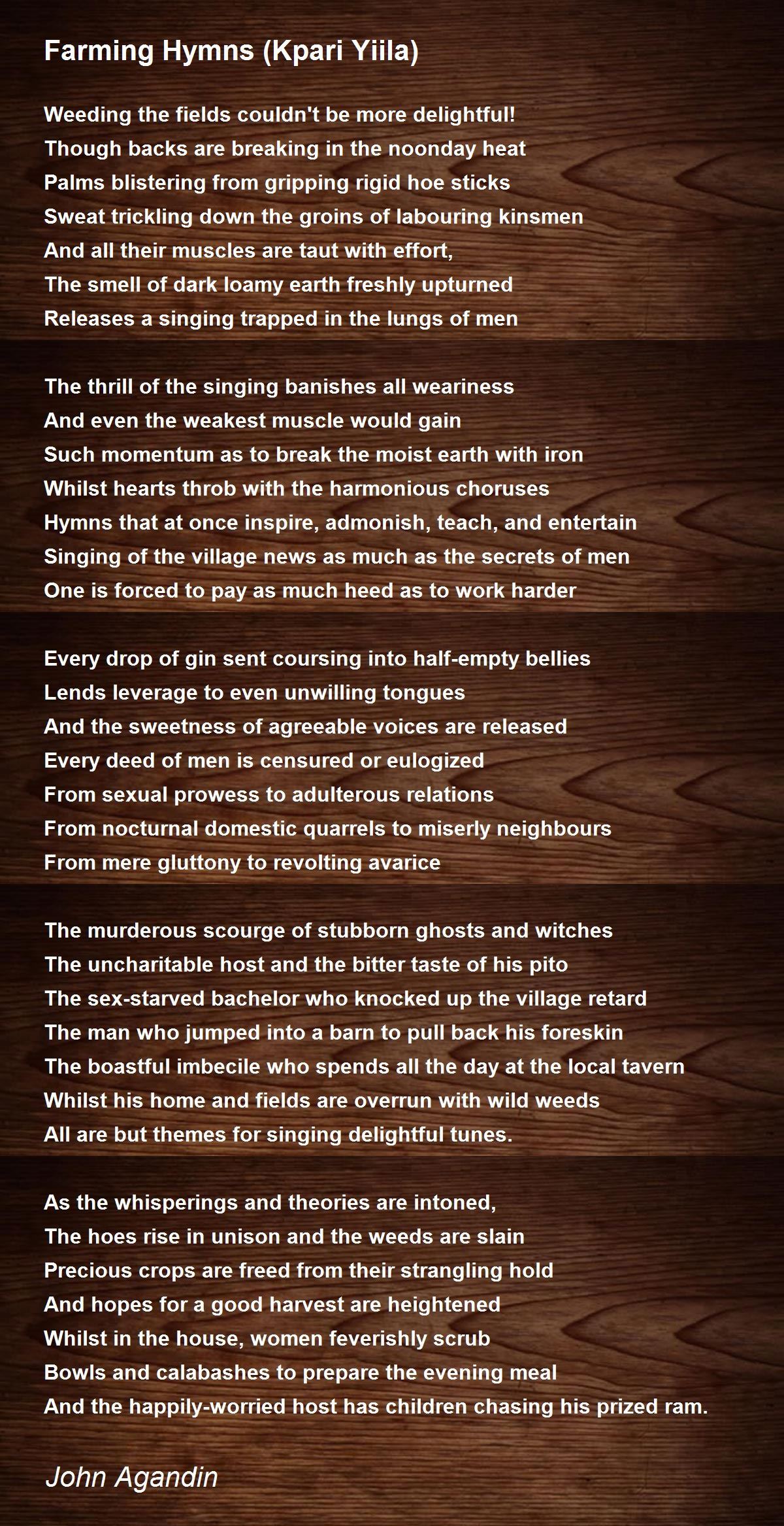 Farming Hymns (Kpari Yiila) Farming Hymns (Kpari Yiila) Poem by John