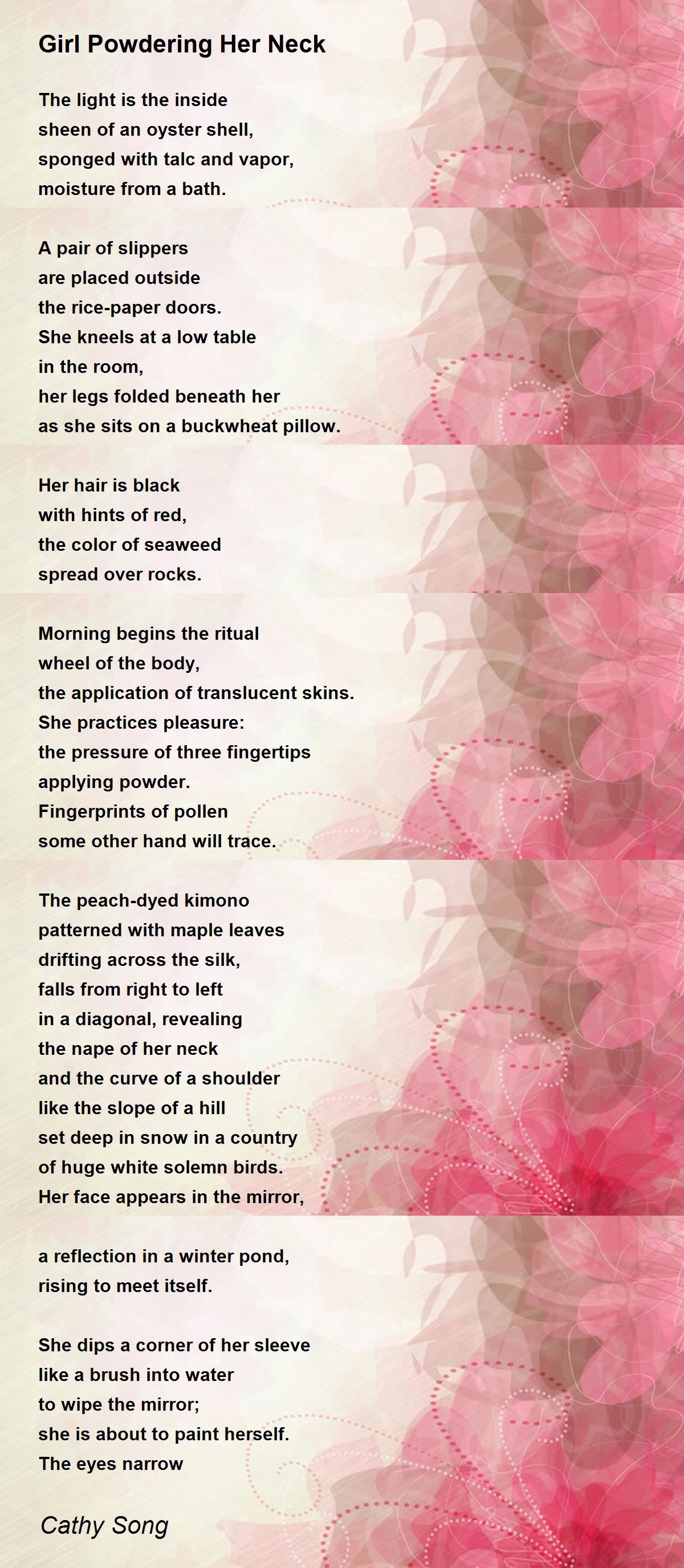 Girl Powdering Her Neck Girl Powdering Her Neck Poem by Cathy Song