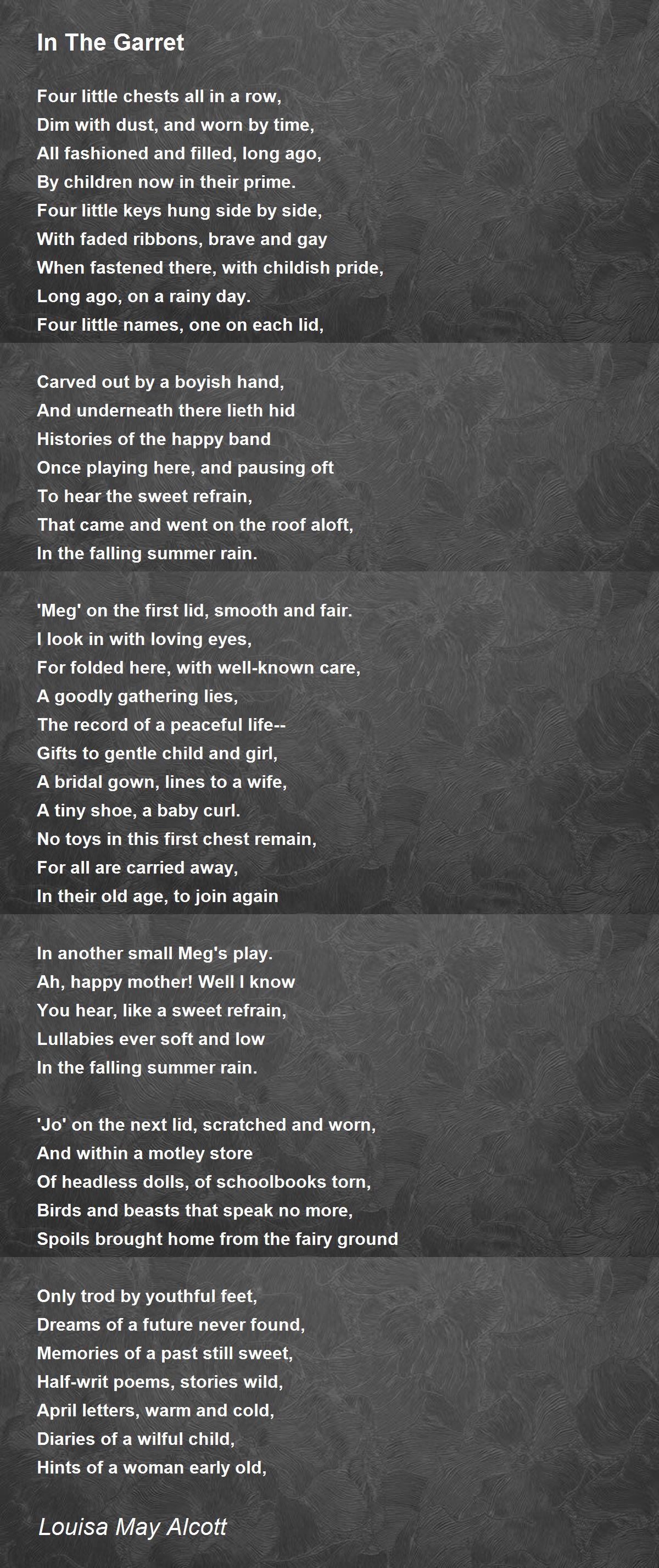 In The Garret Poem by Louisa May Alcott - Poem Hunter