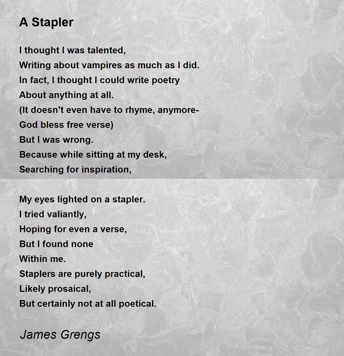 A Stapler Poem by James Grengs Poem Hunter