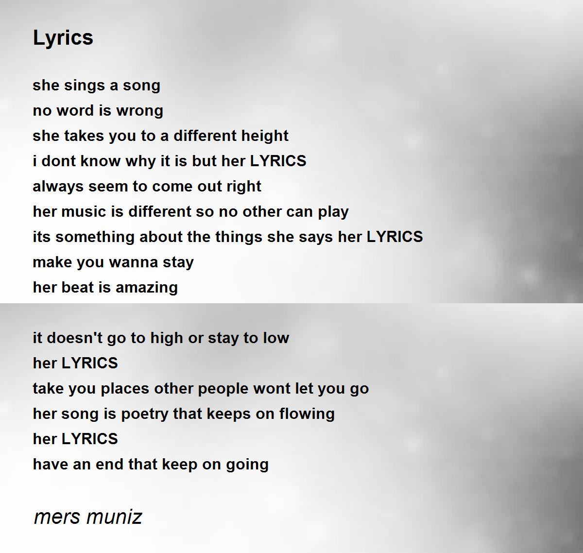 Lyrics Lyrics Poem By Mers Muniz