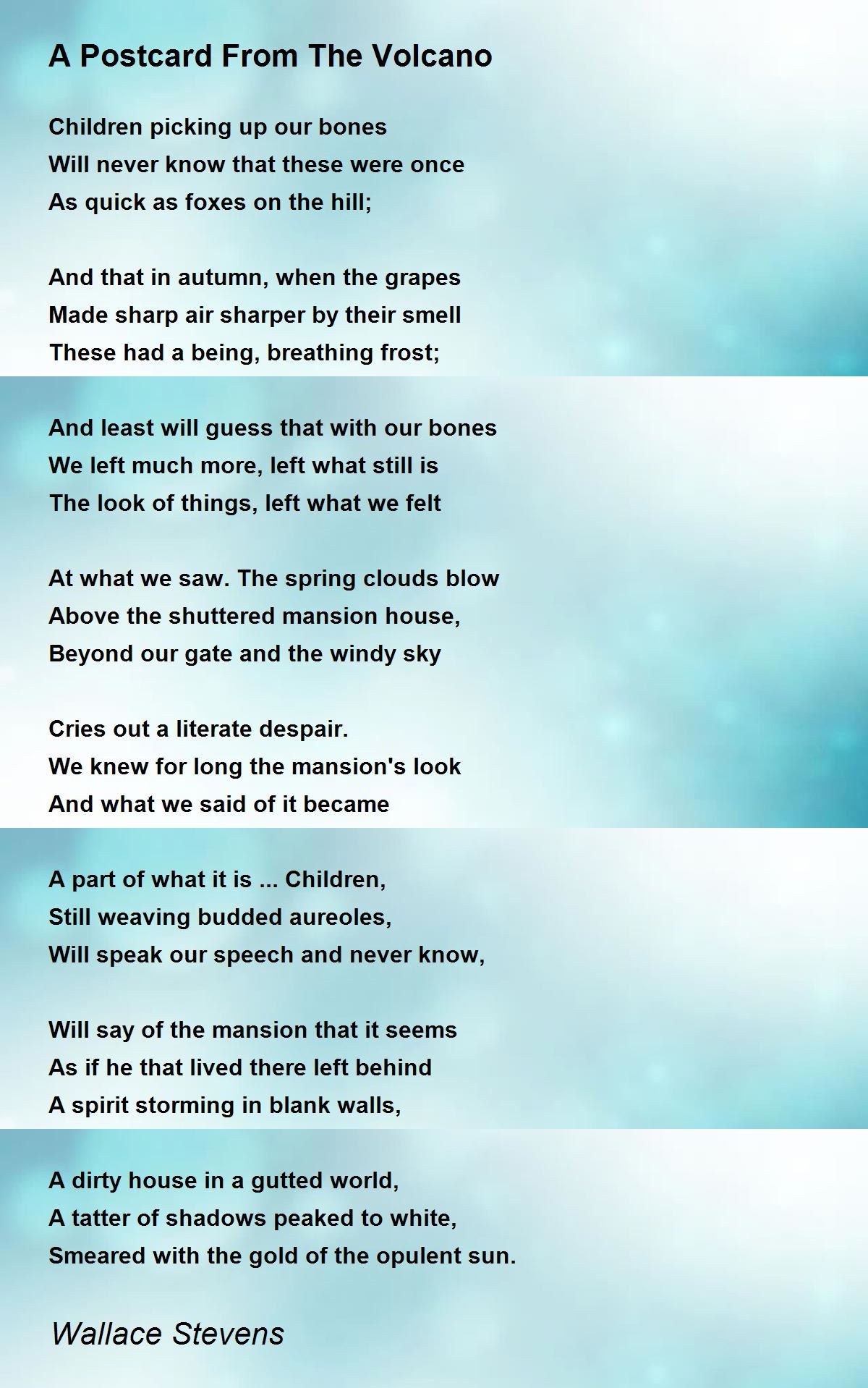 A Postcard From The Volcano A Postcard From The Volcano Poem by