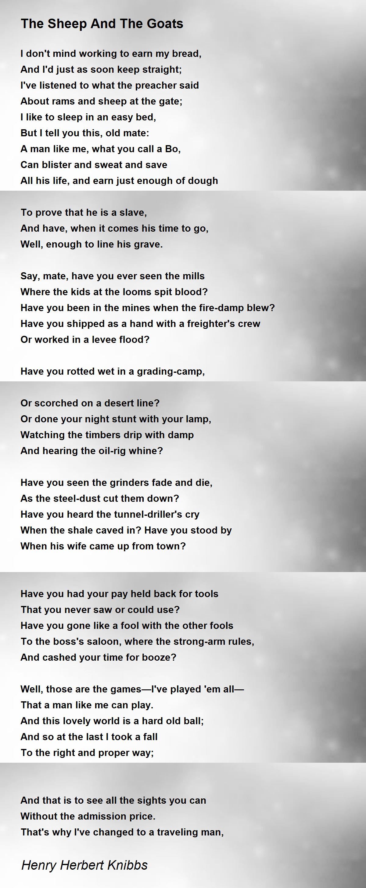 The Sheep And The Goats The Sheep And The Goats Poem by Henry Herbert