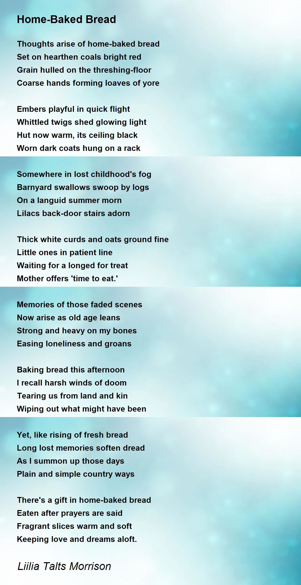 HomeBaked Bread HomeBaked Bread Poem by Liilia Talts Morrison