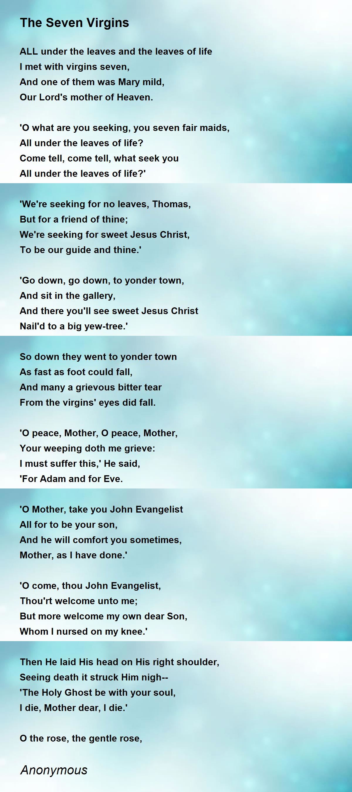 The Seven Virgins The Seven Virgins Poem by Anonymous