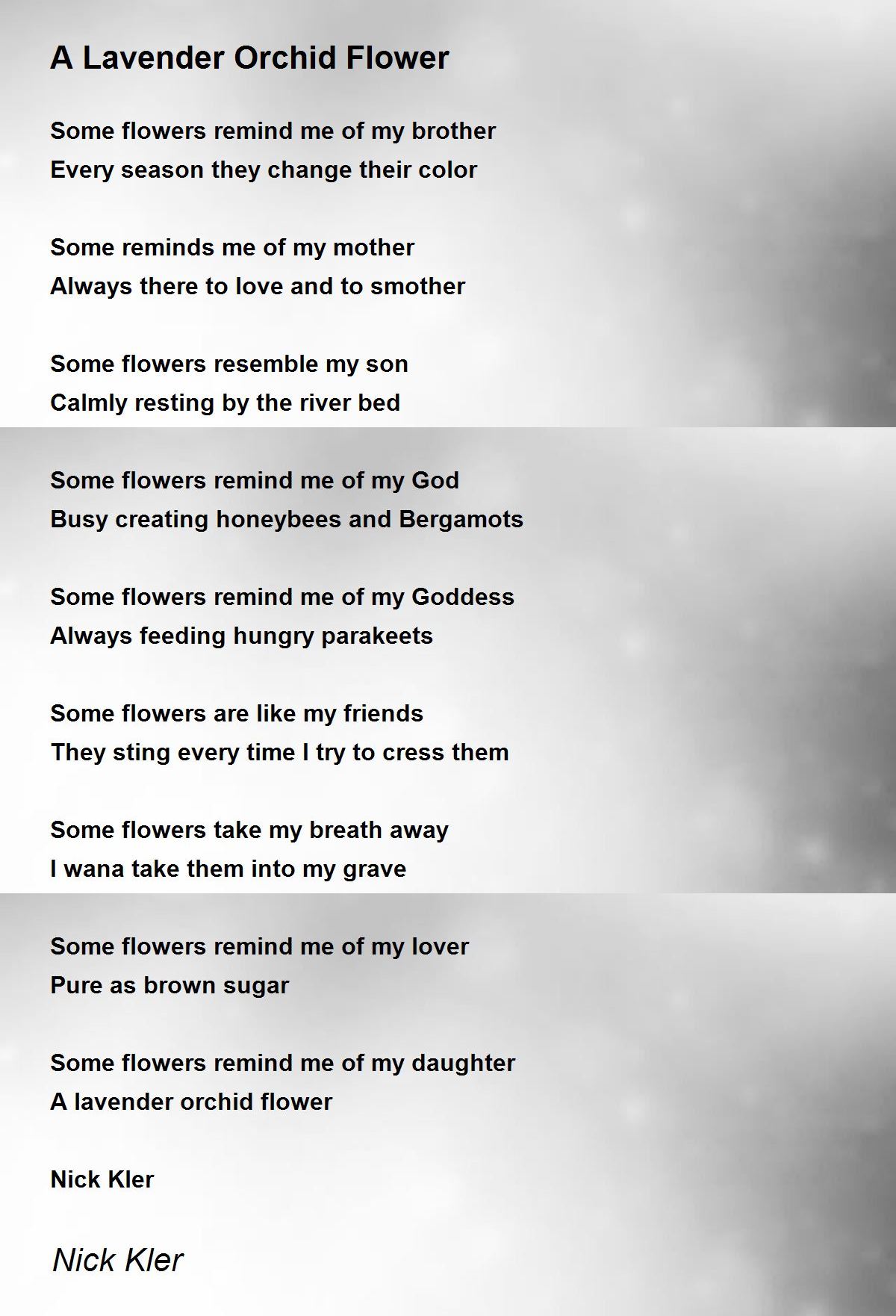 A Lavender Orchid Flower Poem by Nick Kler Poem Hunter