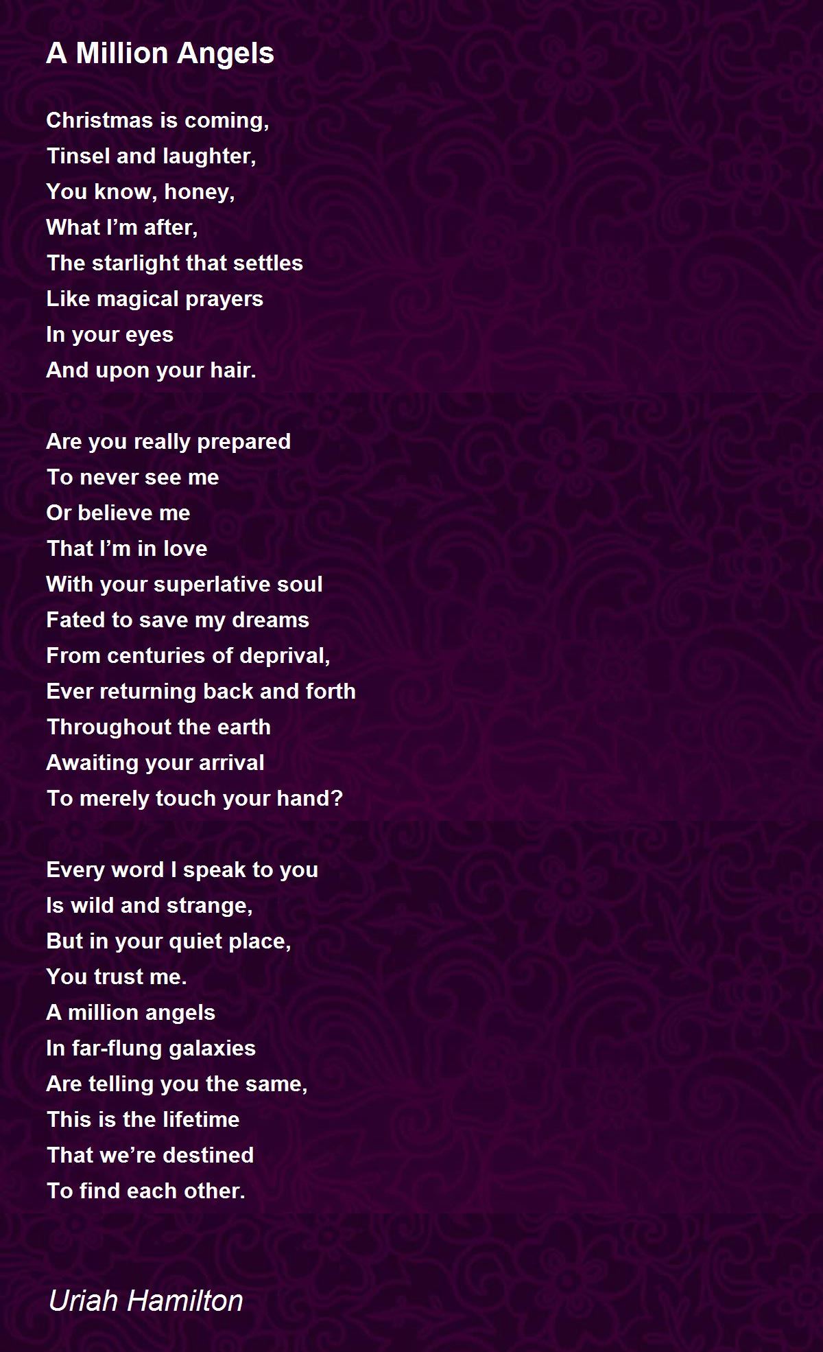 A Million Angels - A Million Angels Poem by Uriah Hamilton