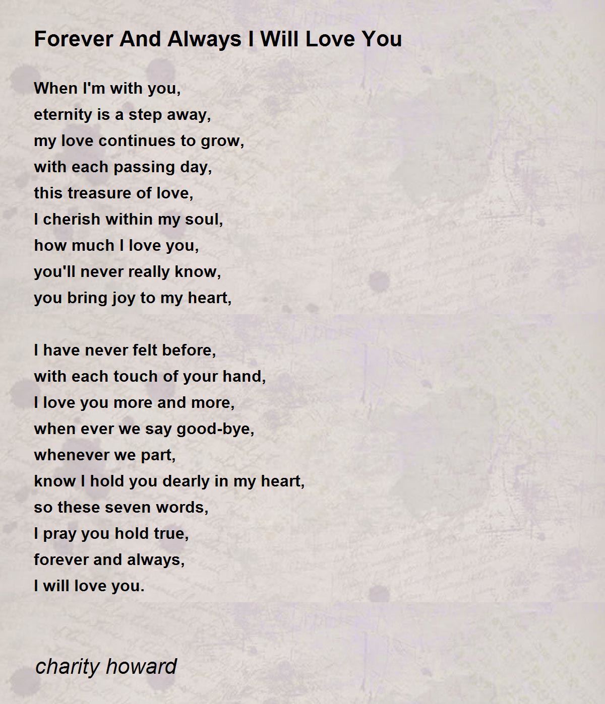 Poem my forever love Our Love