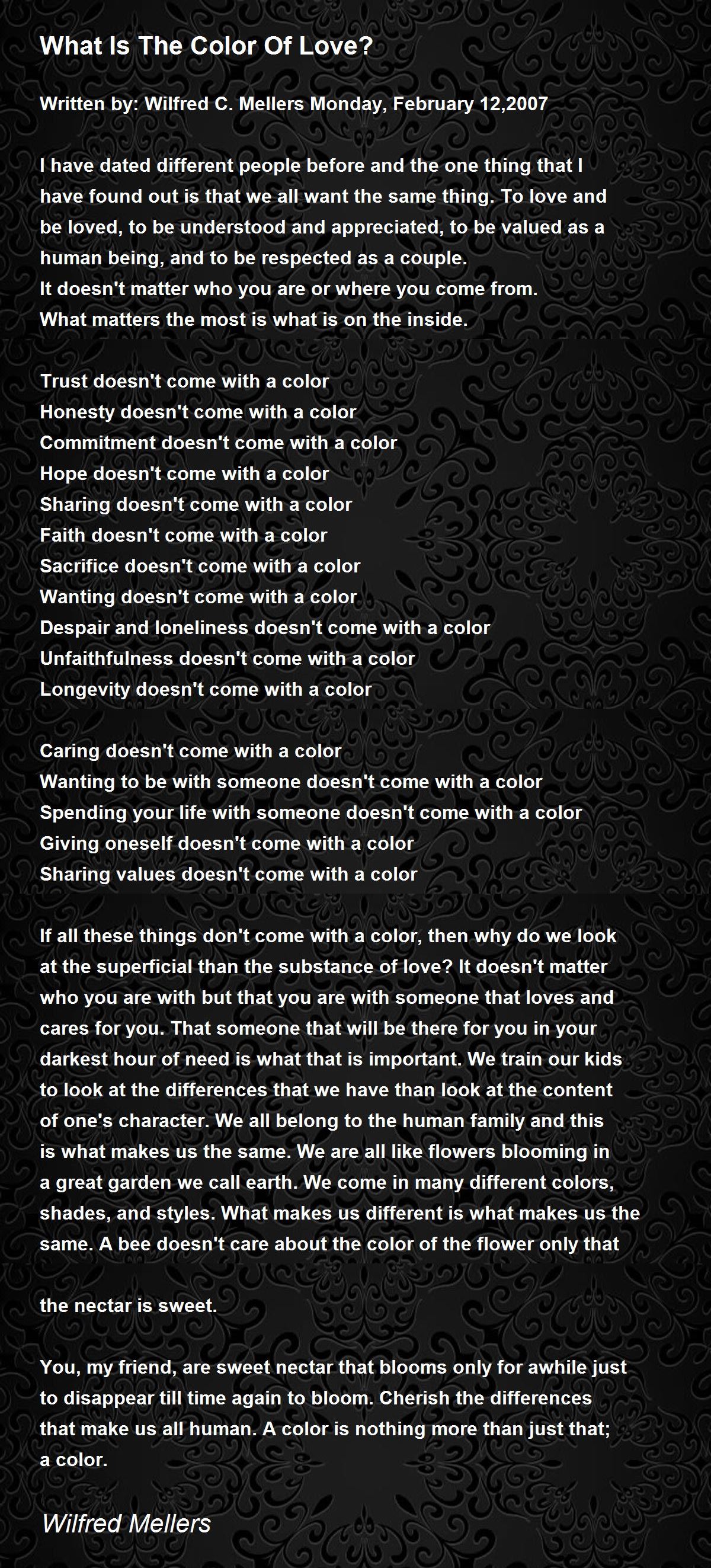 What Is The Color Of Love? What Is The Color Of Love? Poem by Wilfred