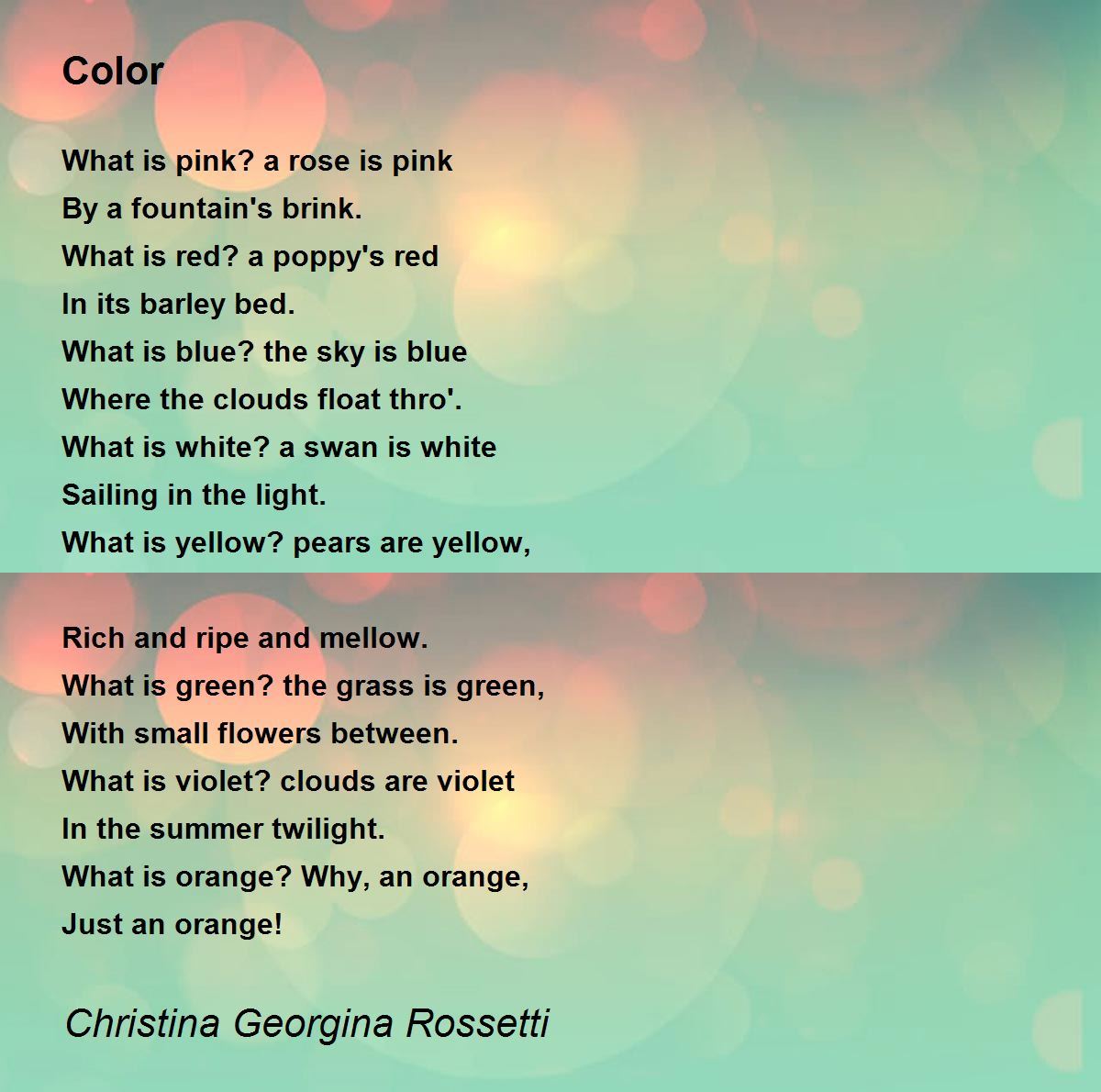Color by Christina Georgina Rossetti - Color Poem