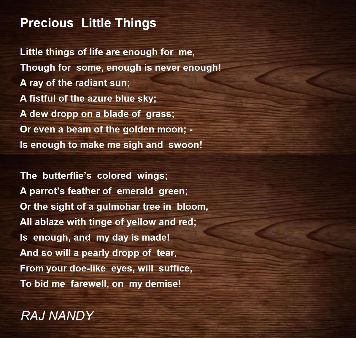 Precious Little Things Poem by RAJ NANDY - Poem Hunter