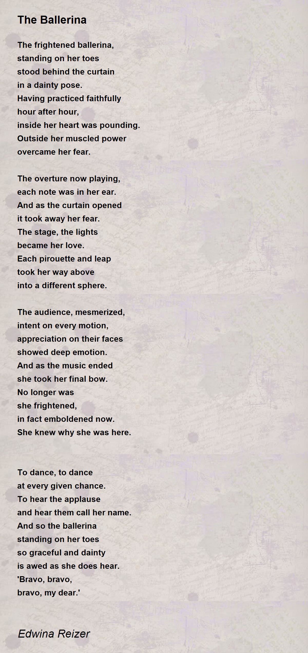 The Ballerina The Ballerina Poem by Edwina Reizer