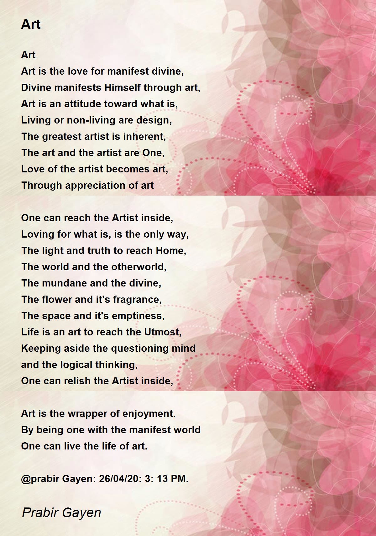Art Art Poem by Prabir Gayen