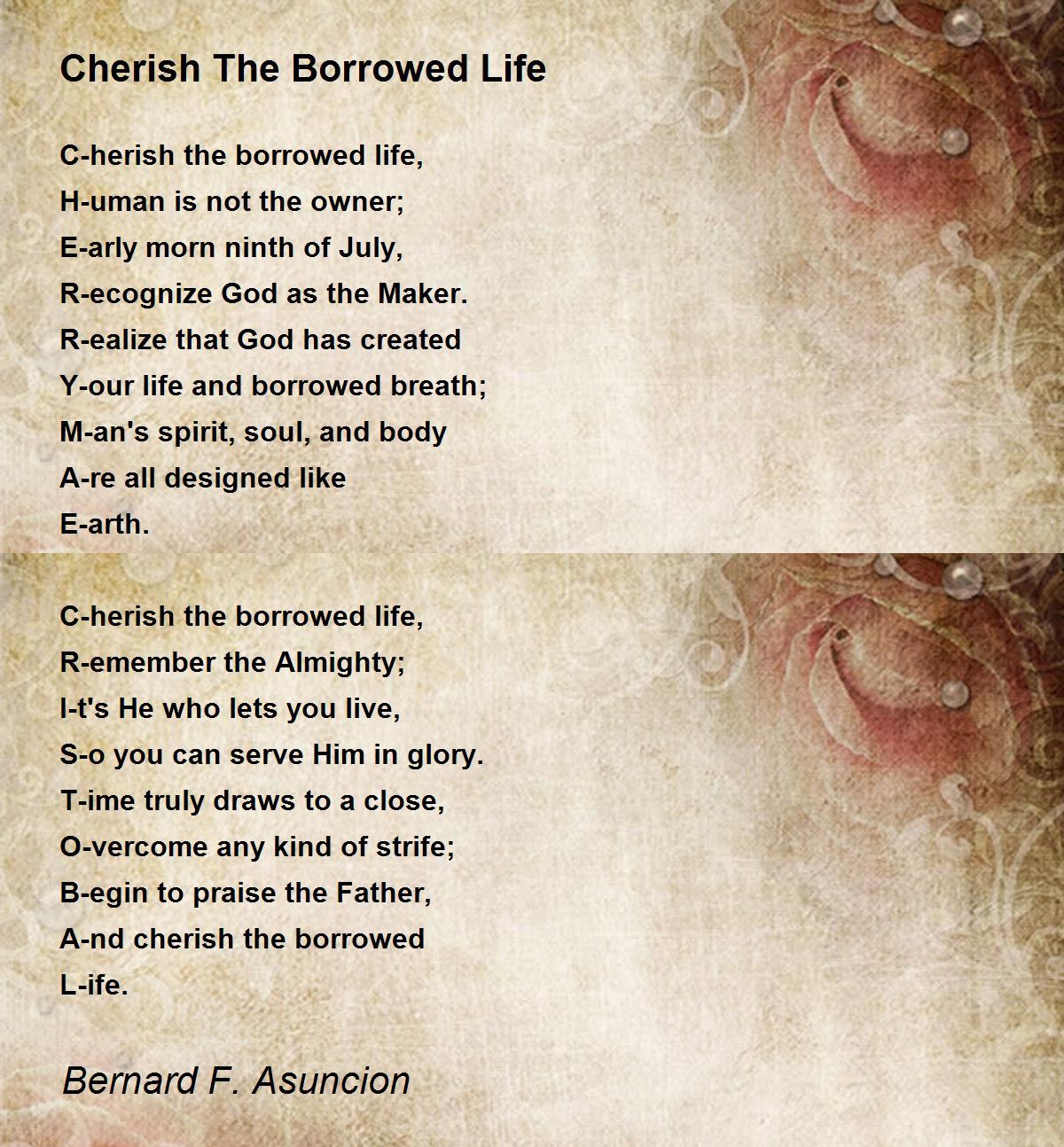 Cherish The Borrowed Life by Bernard F. Asuncion Cherish The Borrowed
