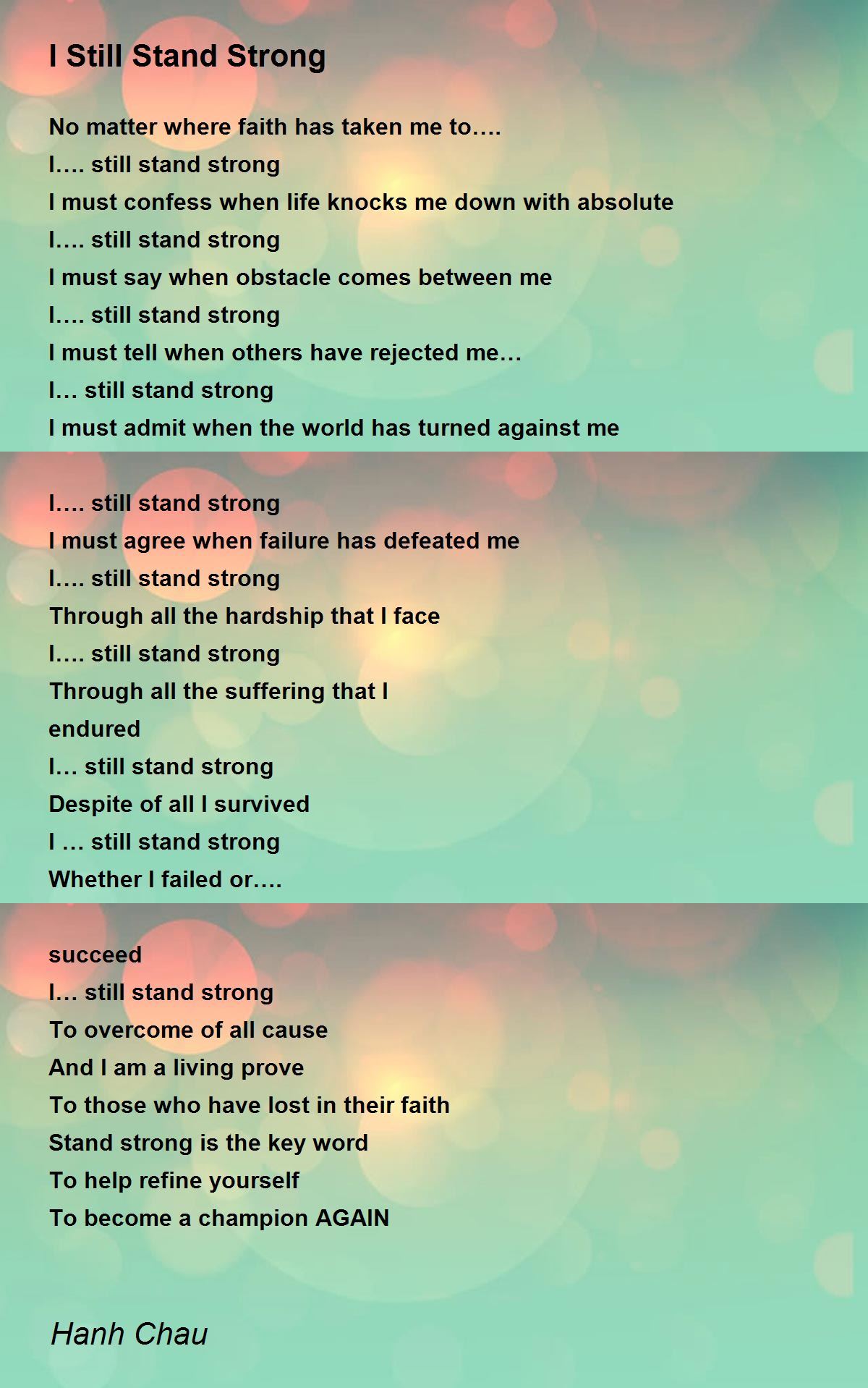 I Still Stand Strong - I Still Stand Strong Poem by Hanh Chau
