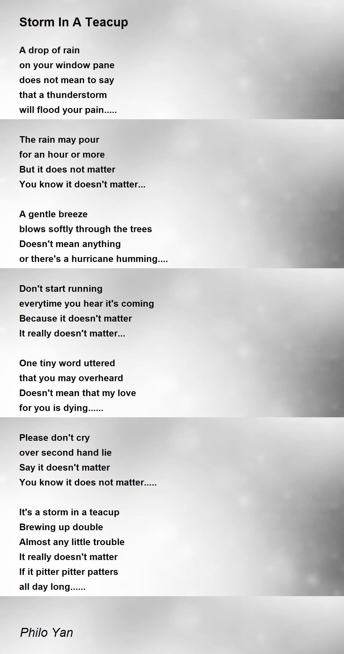 Storm In A Teacup Poem by Philo Yan Poem Hunter