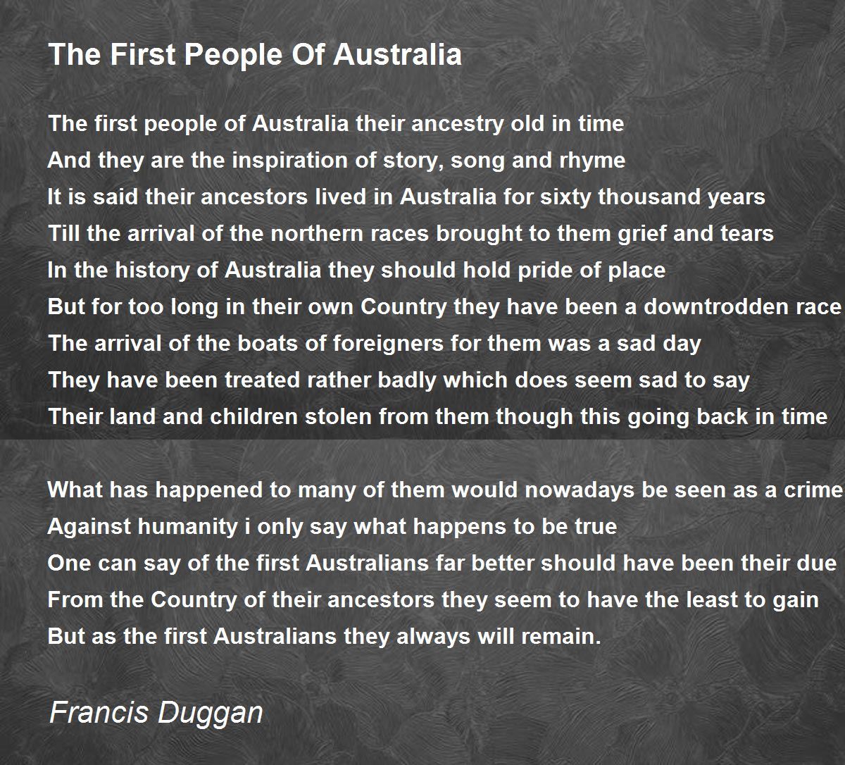 The First People Of Australia Poem by Francis Duggan Poem Hunter