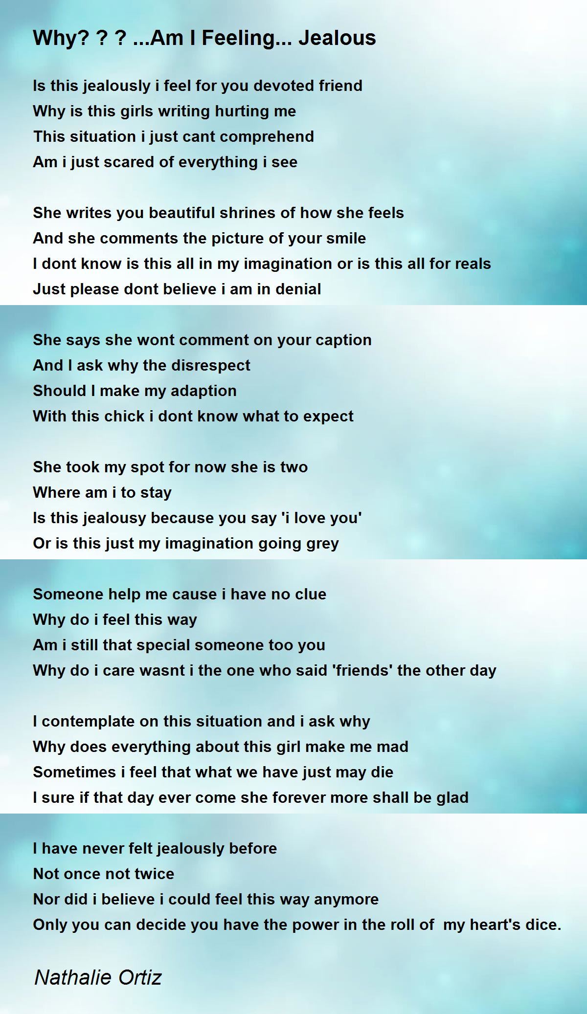 Why? ? ?Am I Feeling... Jealous Why? ? ?Am I Feeling