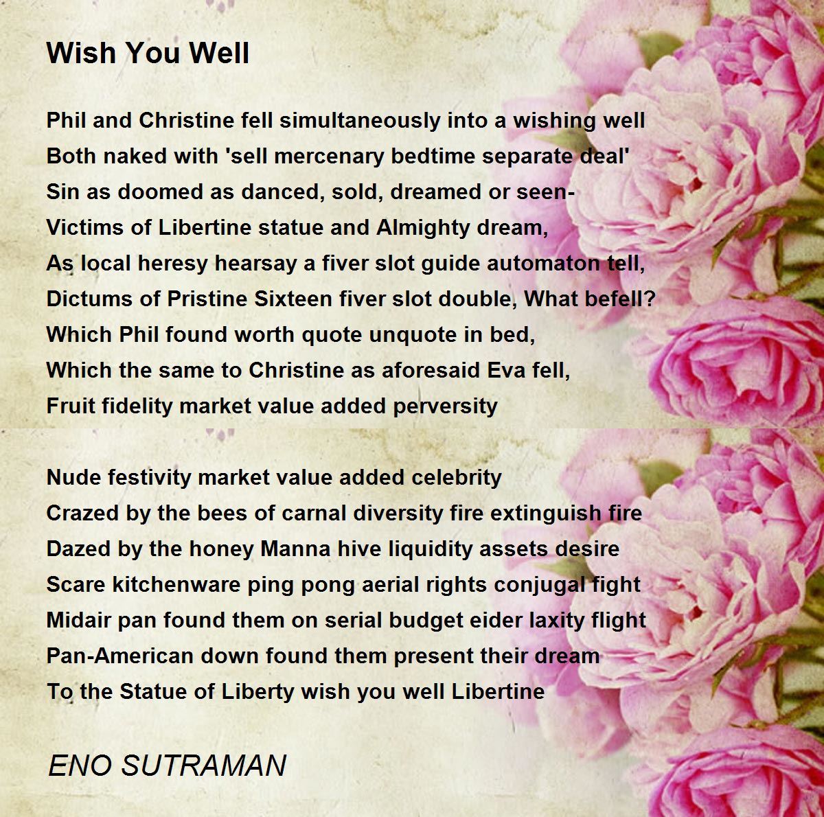 Wish You Well by ENO SUTRAMAN Wish You Well Poem