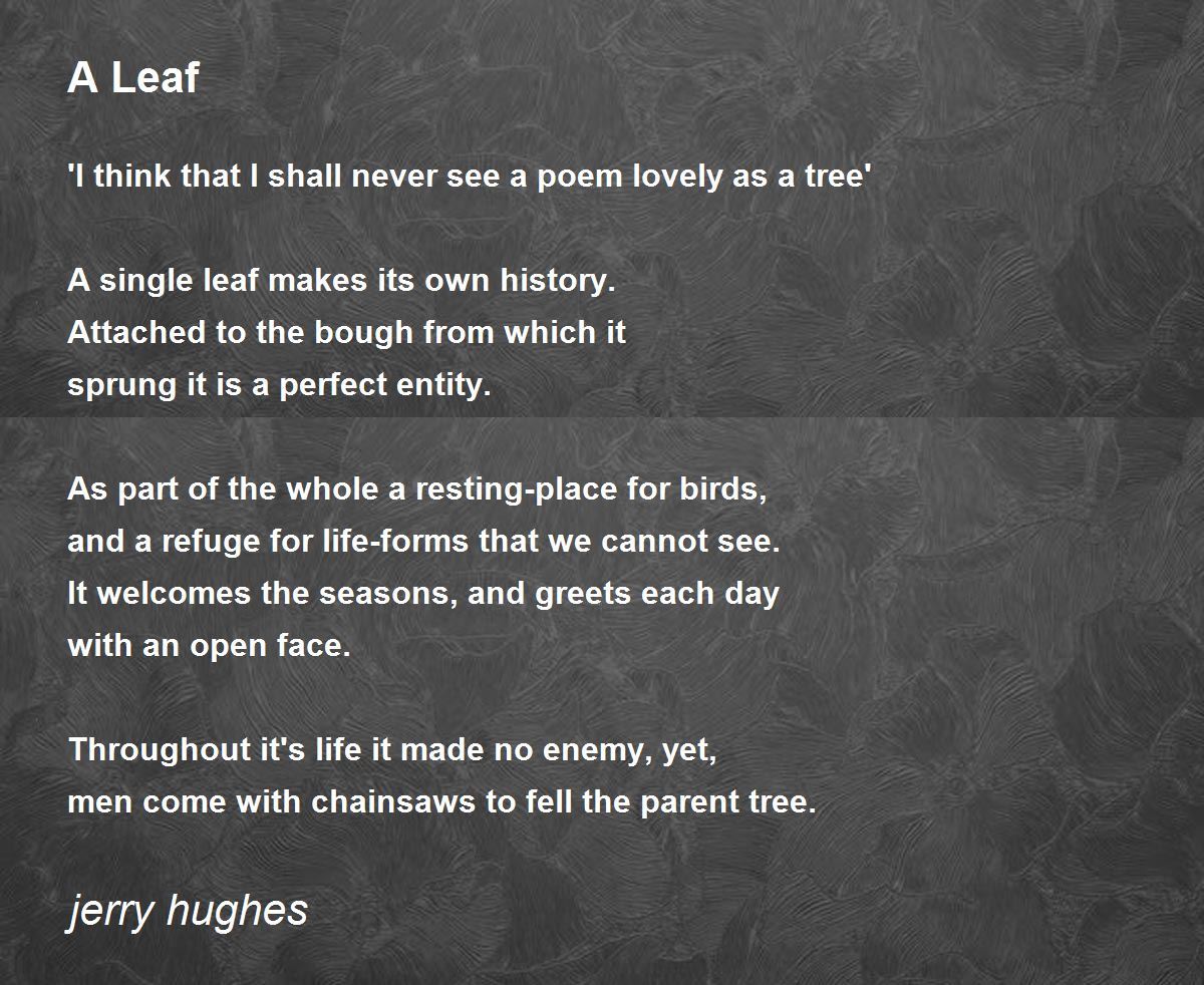 A Leaf Poem by jerry hughes Poem Hunter Comments Page 3