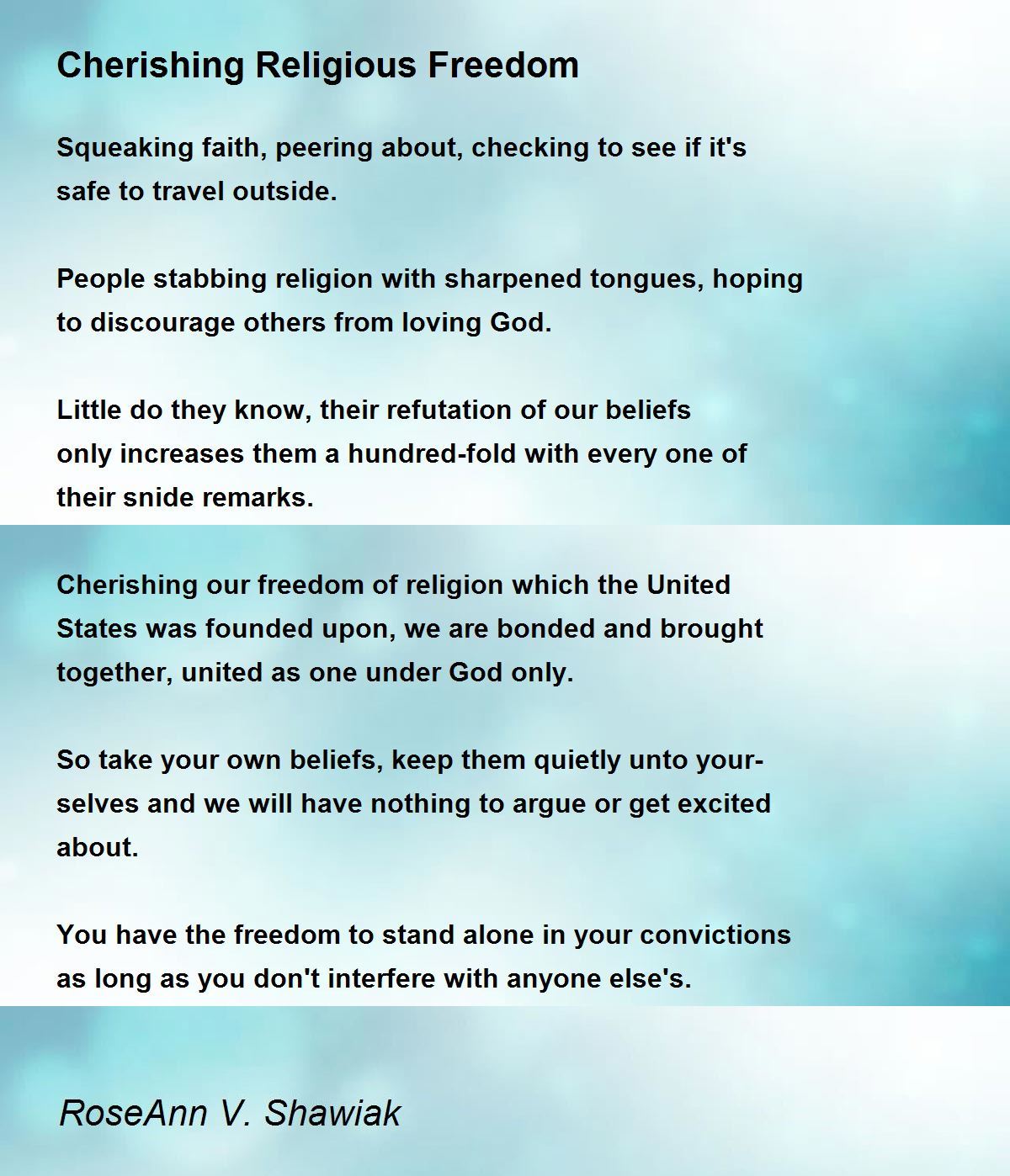 Cherishing Religious Freedom Cherishing Religious Freedom Poem by
