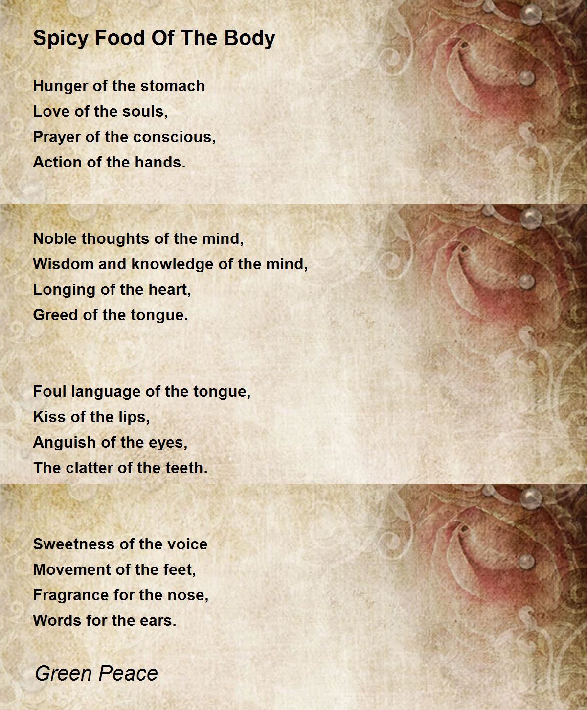 Spicy Food Of The Body Poem by Green Peace - Poem Hunter