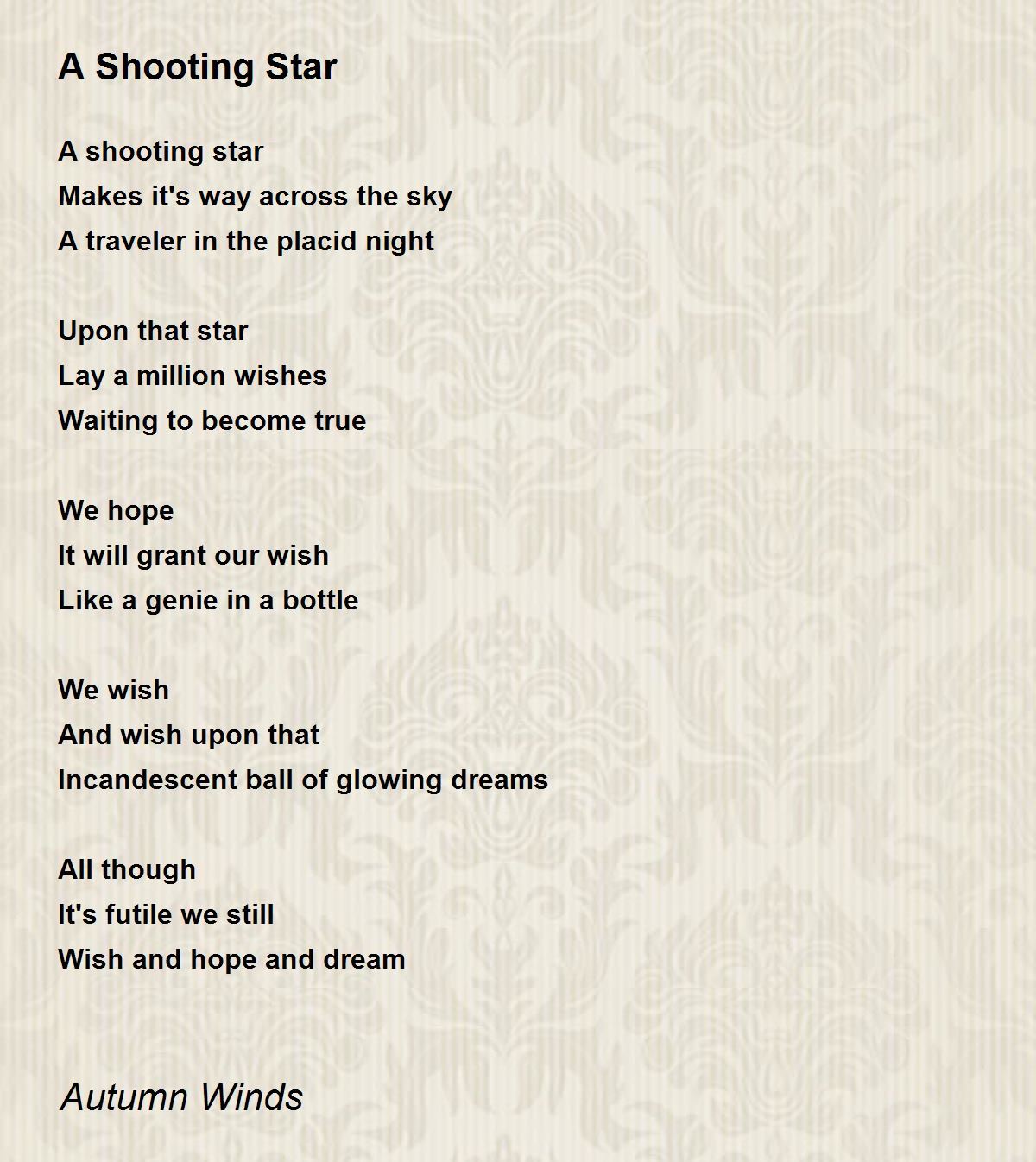 A Shooting Star By Autumn Winds A Shooting Star Poem