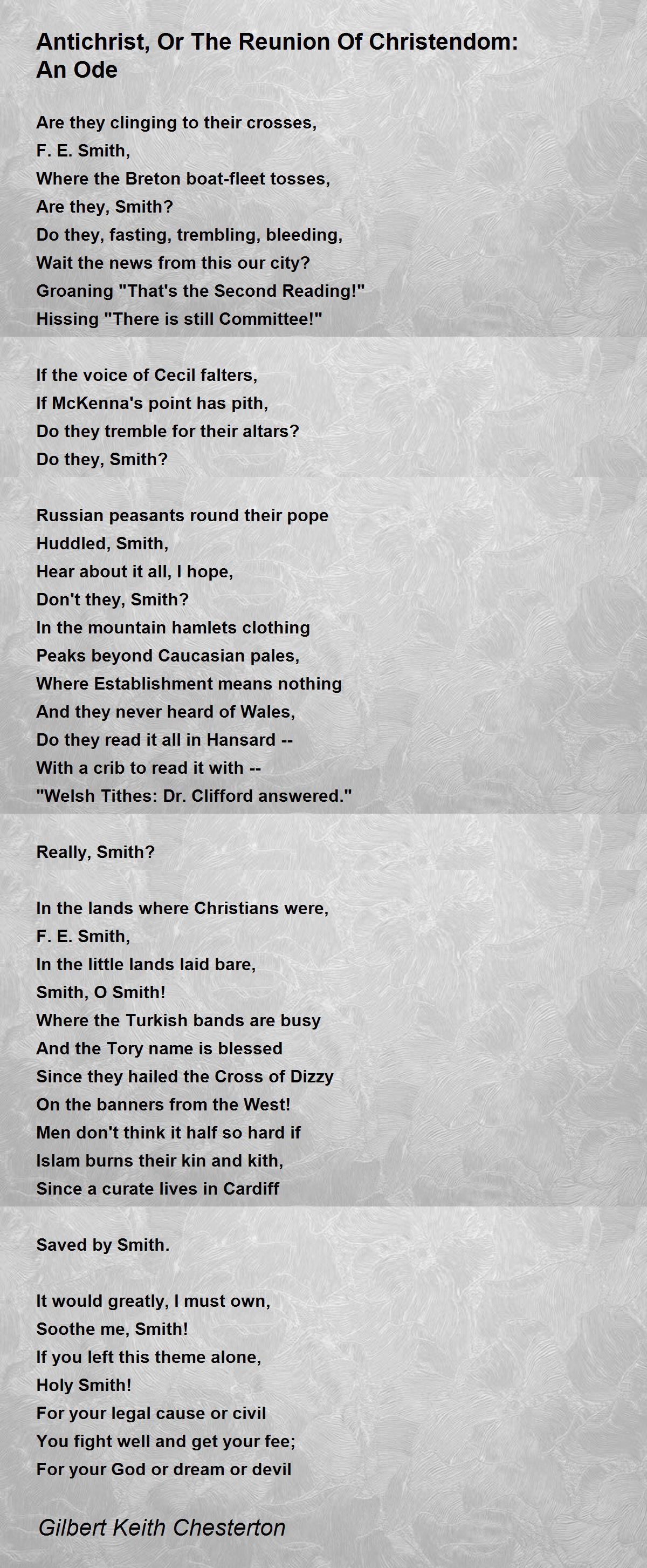 Antichrist, Or The Reunion Of Christendom: An Ode Poem by Gilbert Keith