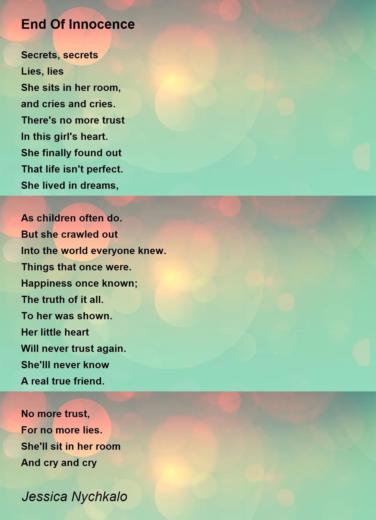 End Of Innocence Poem by Jessica Nychkalo Poem Hunter