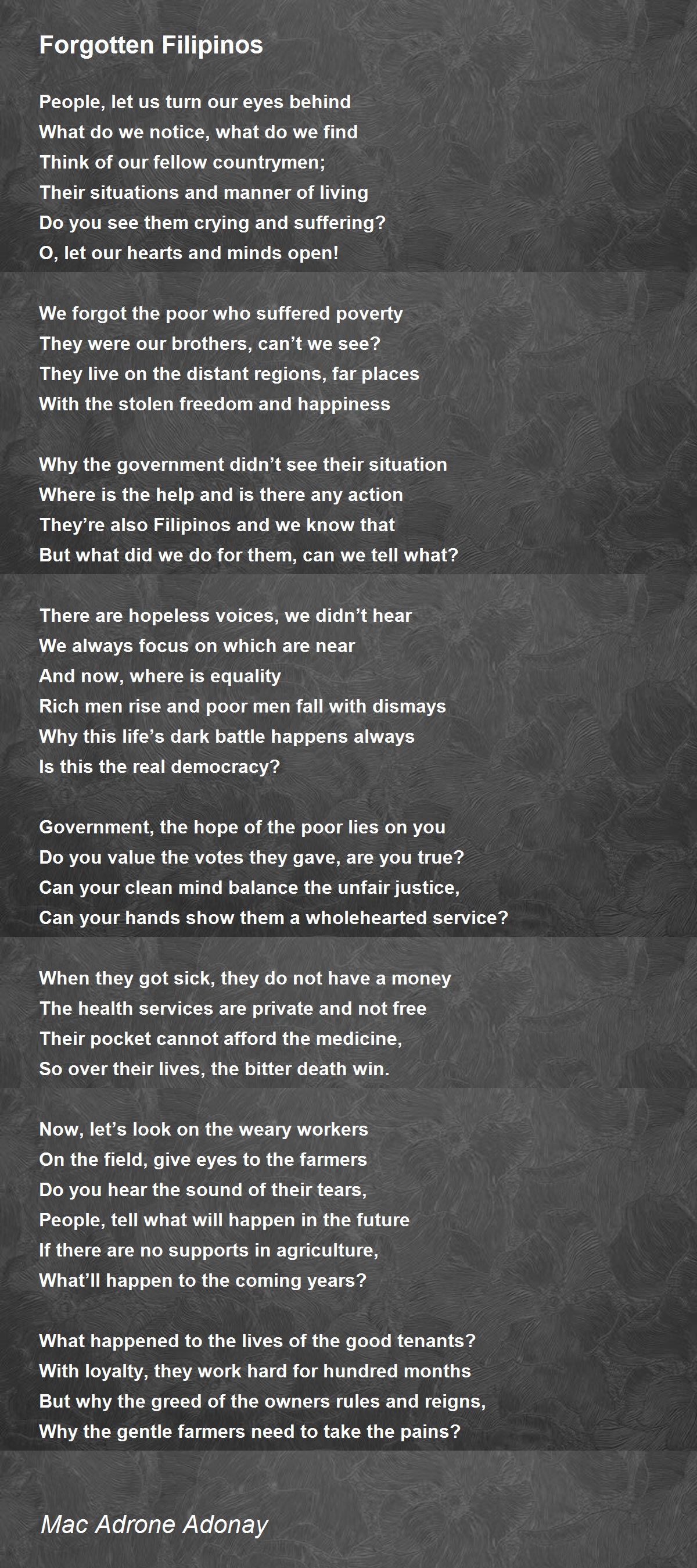 Forgotten Filipinos Forgotten Filipinos Poem By Mac Adrone Adonay