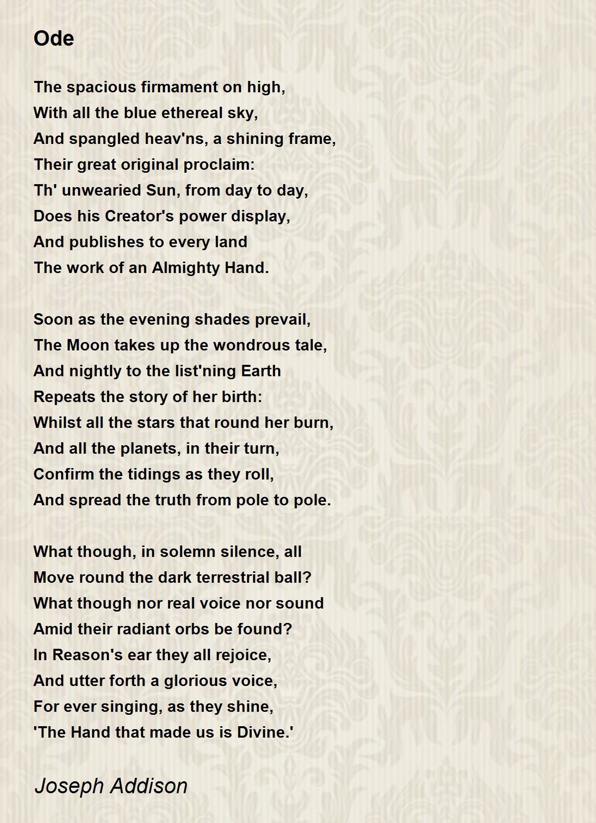Ode Poem by Joseph Addison Poem Hunter