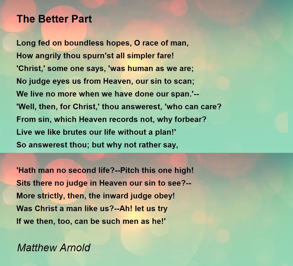 meaning text s in by Better Hunter Poem Part Arnold The  Comments Poem  Matthew