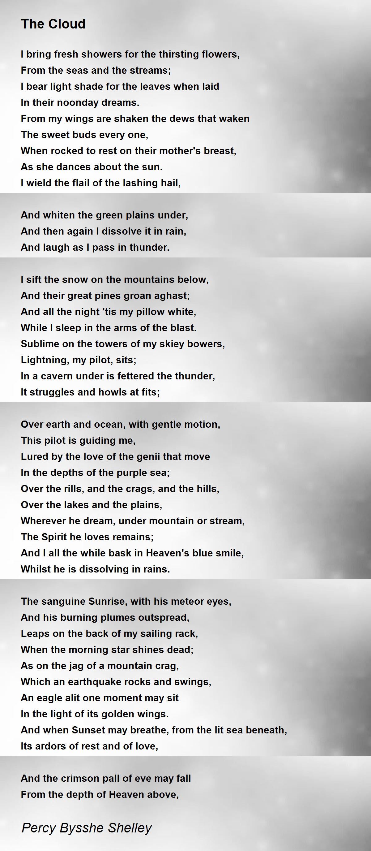 The Cloud Poem by Percy Bysshe Shelley - Poem Hunter
