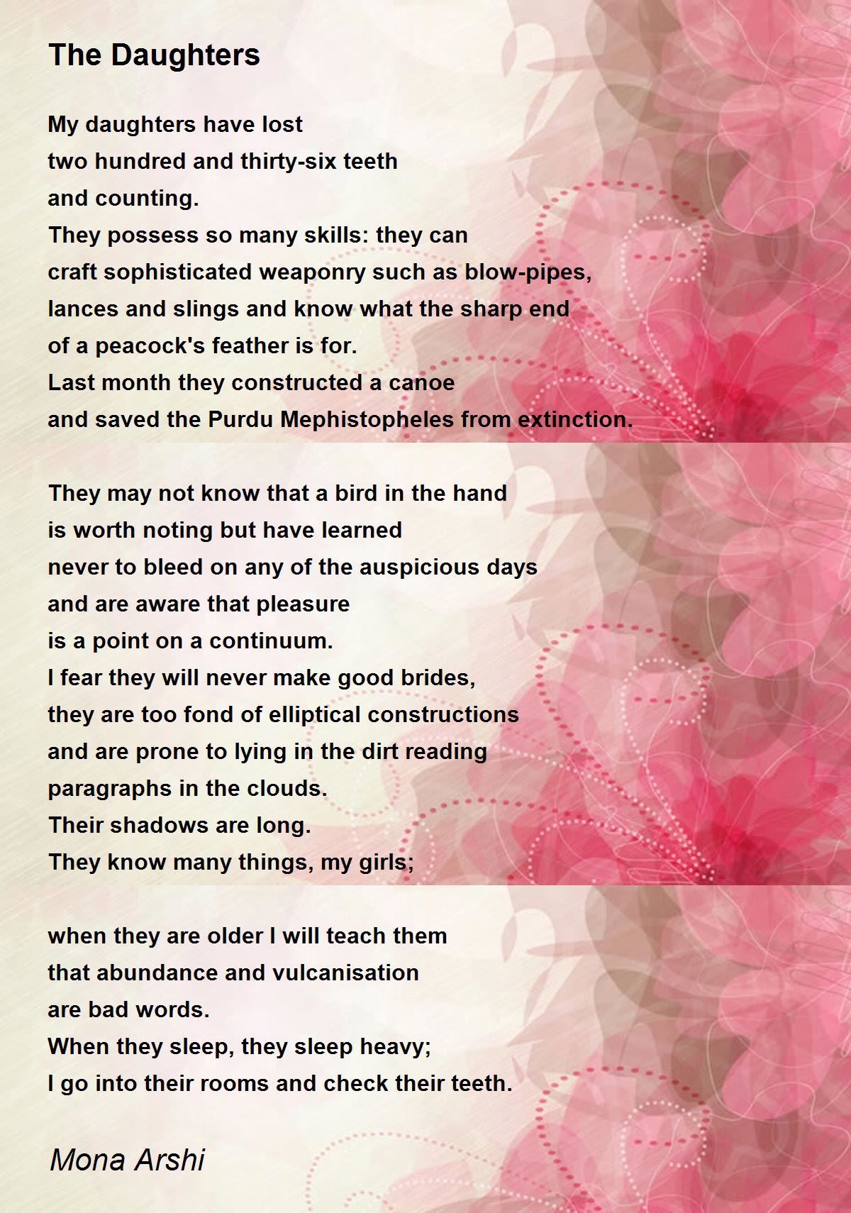 The Daughters - The Daughters Poem by Mona Arshi