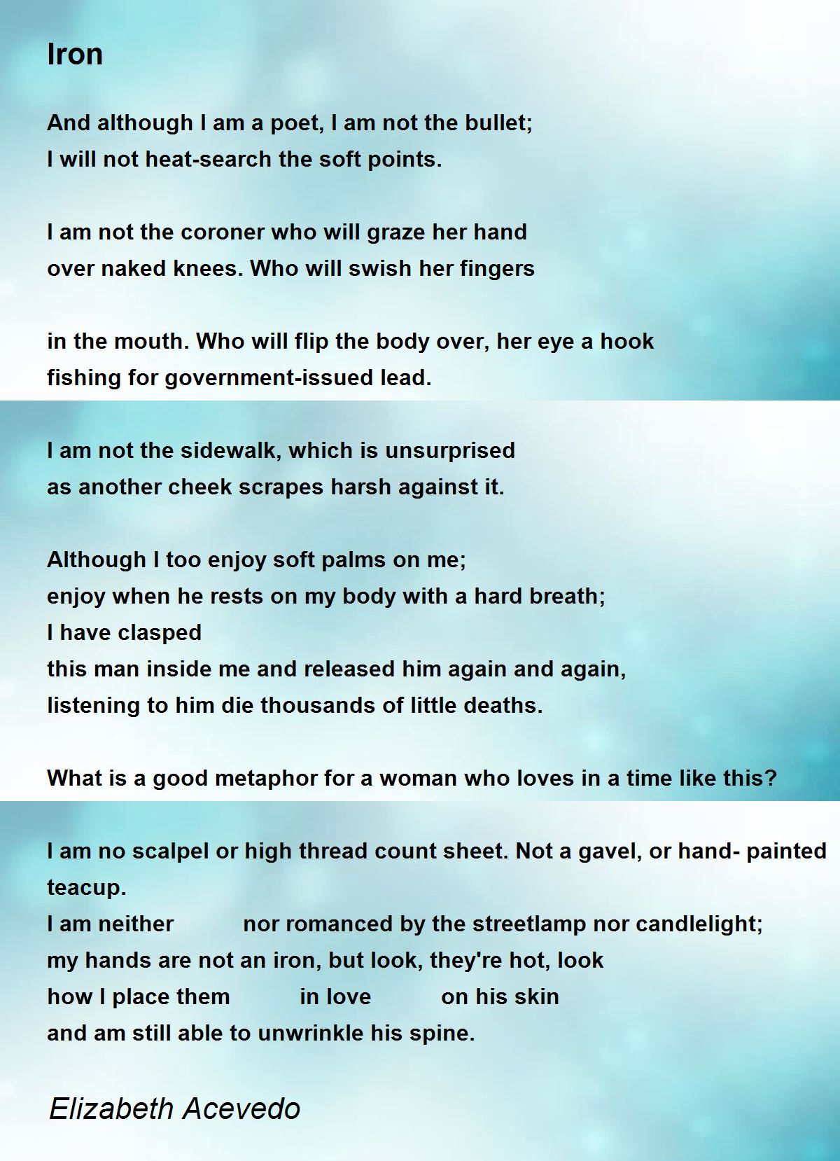 Iron Iron Poem by Elizabeth Acevedo