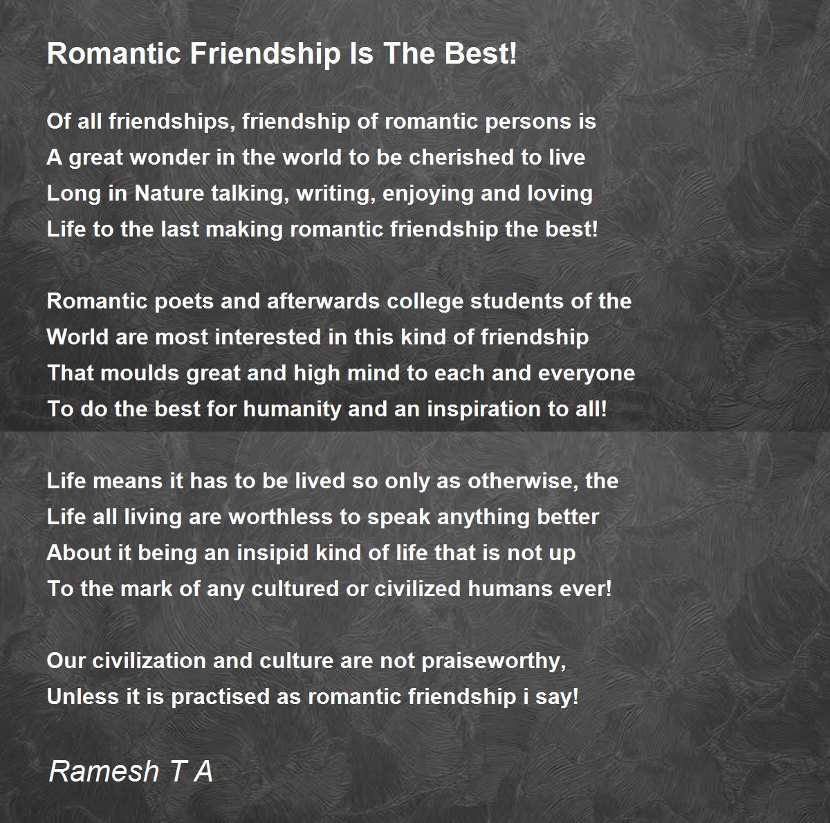 Romantic Friendship Is The Best! Romantic Friendship Is The Best