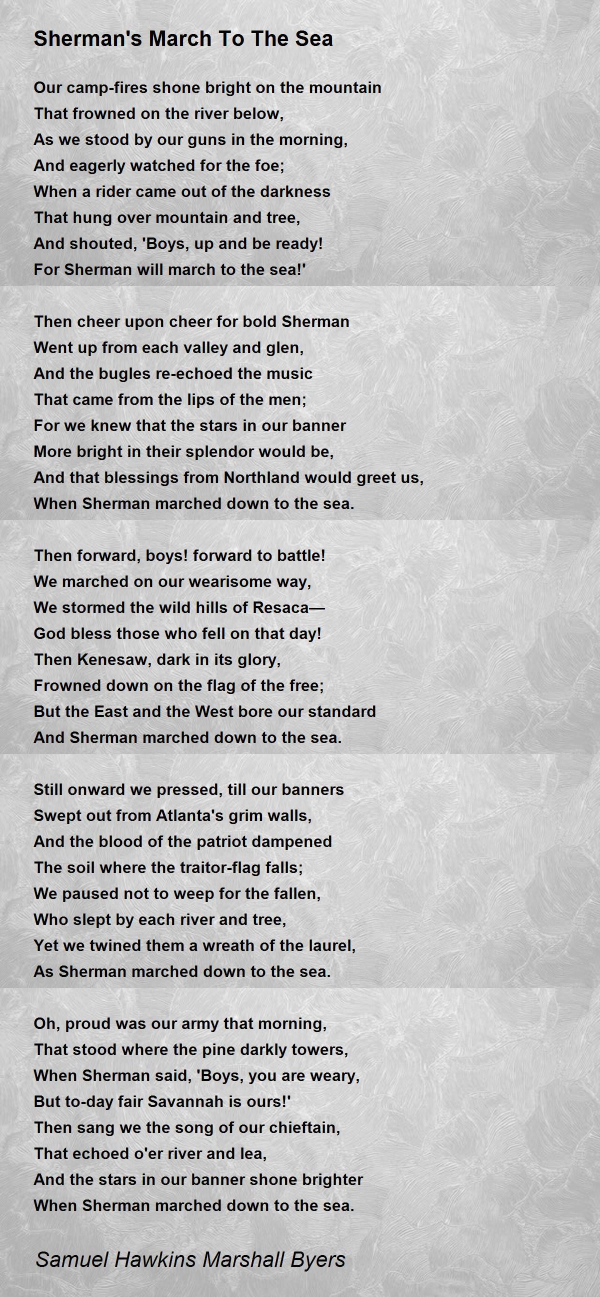 Sherman's March To The Sea Sherman's March To The Sea Poem by Samuel