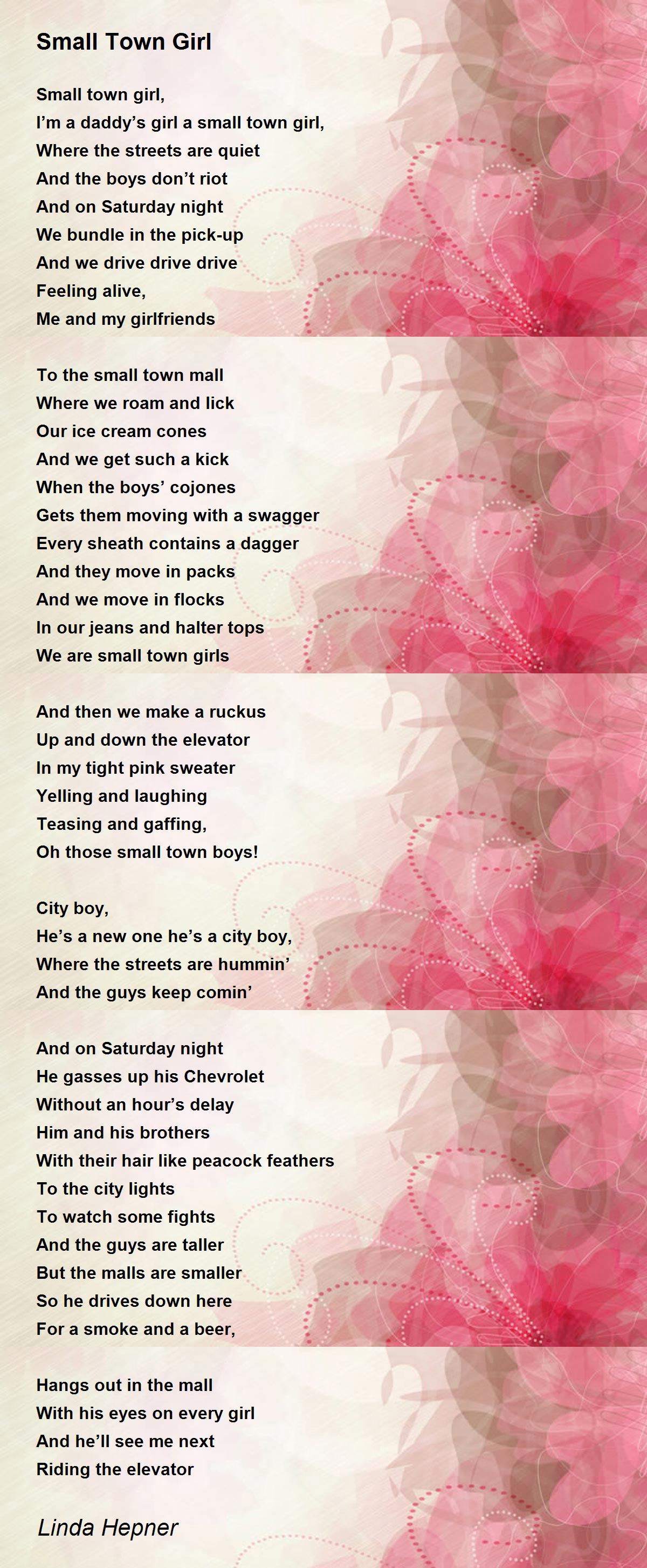 Small Town Girl Small Town Girl Poem by Linda Hepner