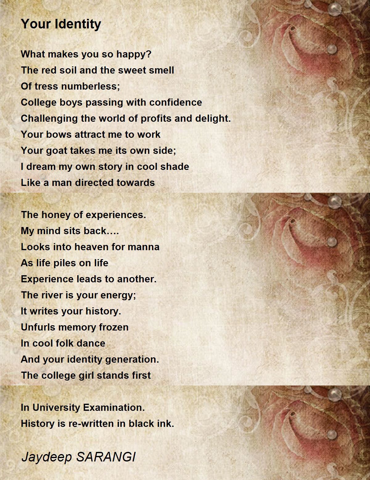 Your Identity by Jaydeep SARANGI Your Identity Poem