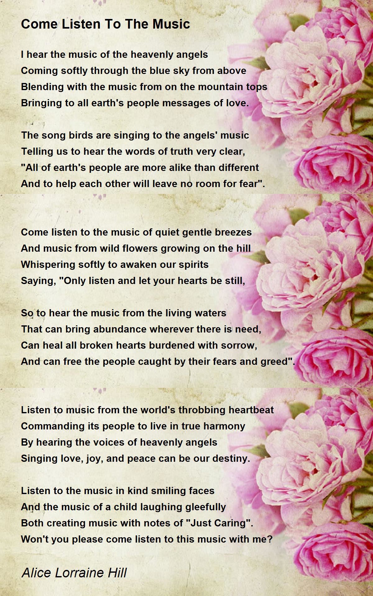 Come Listen To The Music - Come Listen To The Music Poem by Alice ...