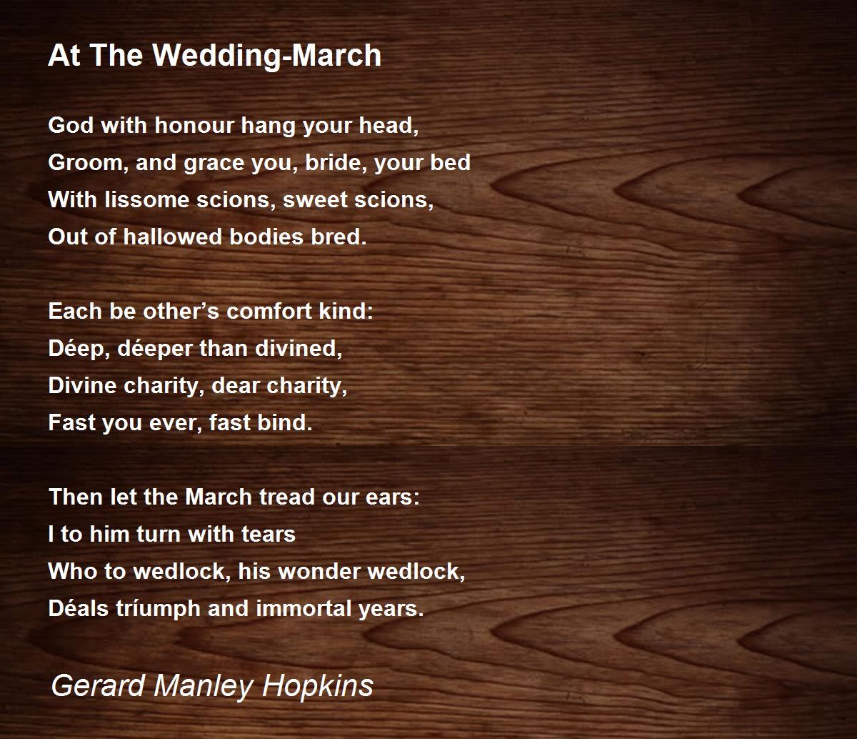 At The Wedding-March Poem by Gerard Manley Hopkins - Poem Hunter