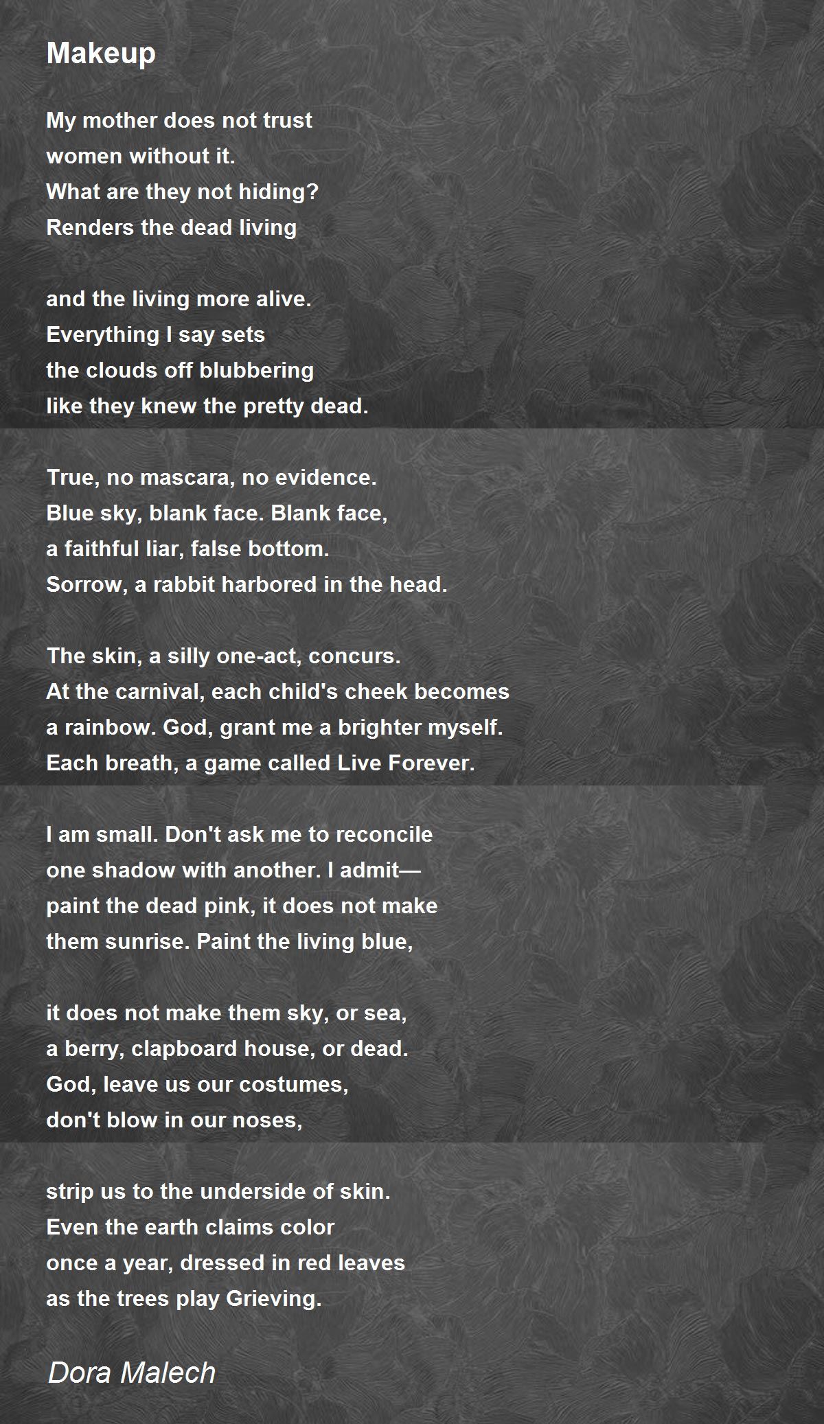 Makeup Poem by Dora Malech Poem Hunter