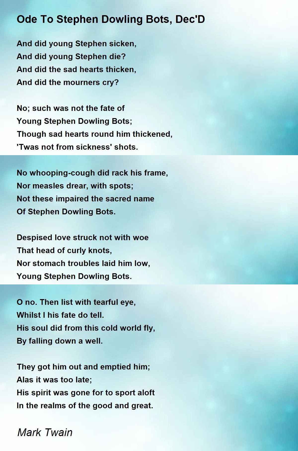 love him quotes quotes for Twain Stephen To by Poem Ode Mark Dec'D Bots, Dowling