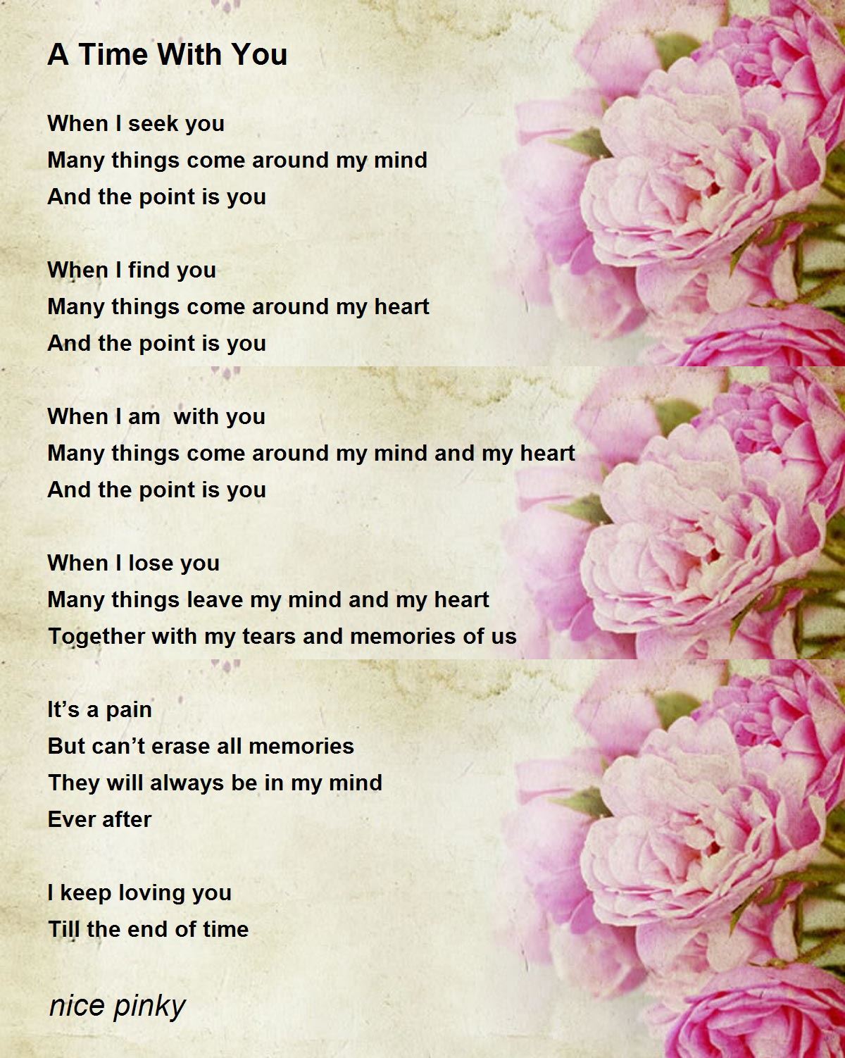 A Time With You by nice pinky A Time With You Poem