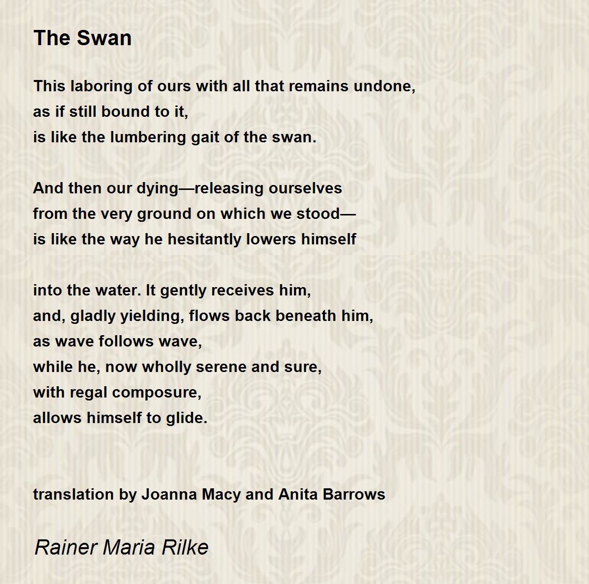 The Swan by Rainer Maria Rilke - The Swan Poem