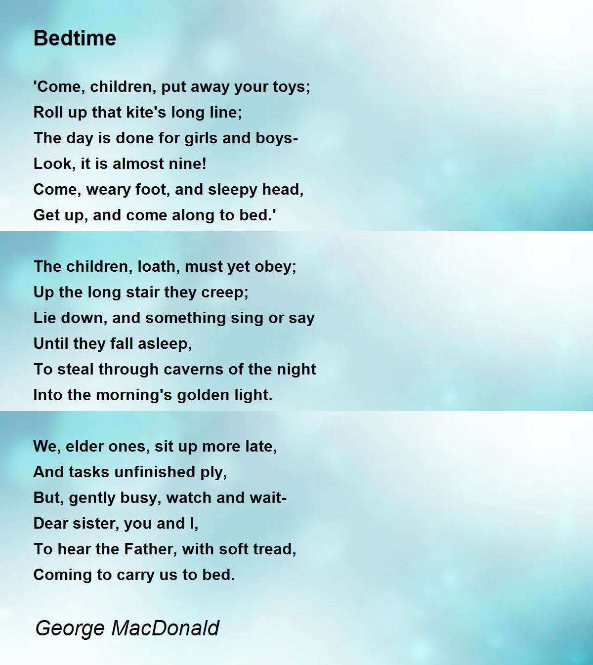 Bedtime Bedtime Poem by MacDonald