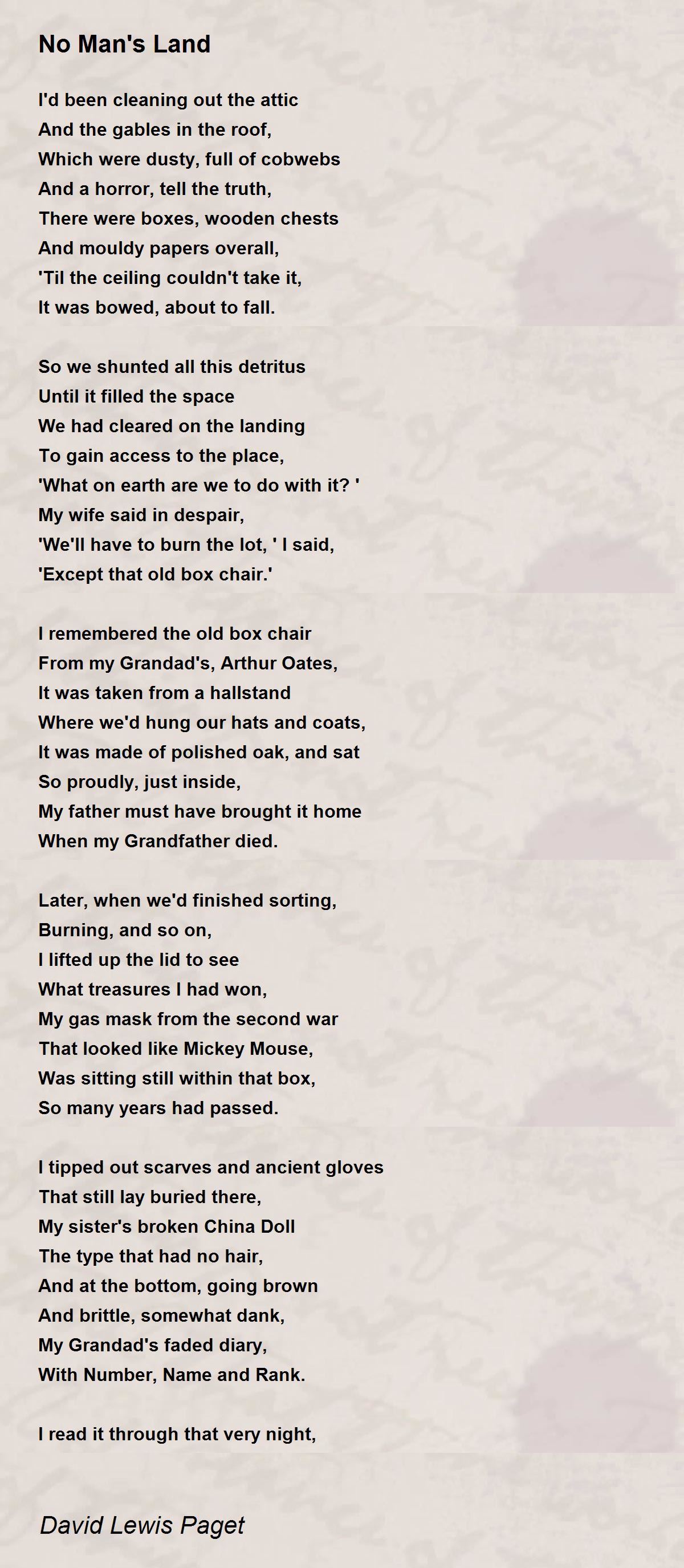 No Man's Land No Man's Land Poem by David Lewis Paget
